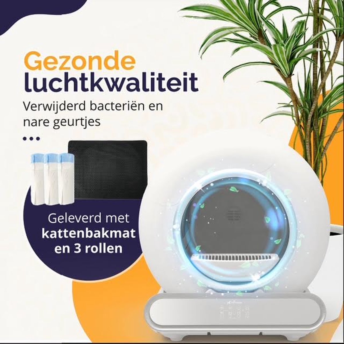 Miniatuur van productfoto 2 van Viervoeter Fresh 2 - Automatische Zelfreinigende Kattenbak – Bedienen via App – 65L - incl matje en 3 rollen opvangzakjes