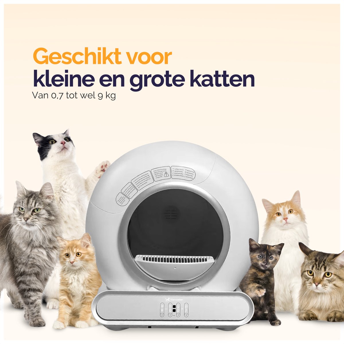 Miniatuur van productfoto 7 van Viervoeter Fresh 2 - Automatische Zelfreinigende Kattenbak – Bedienen via App – 65L - incl matje en 3 rollen opvangzakjes