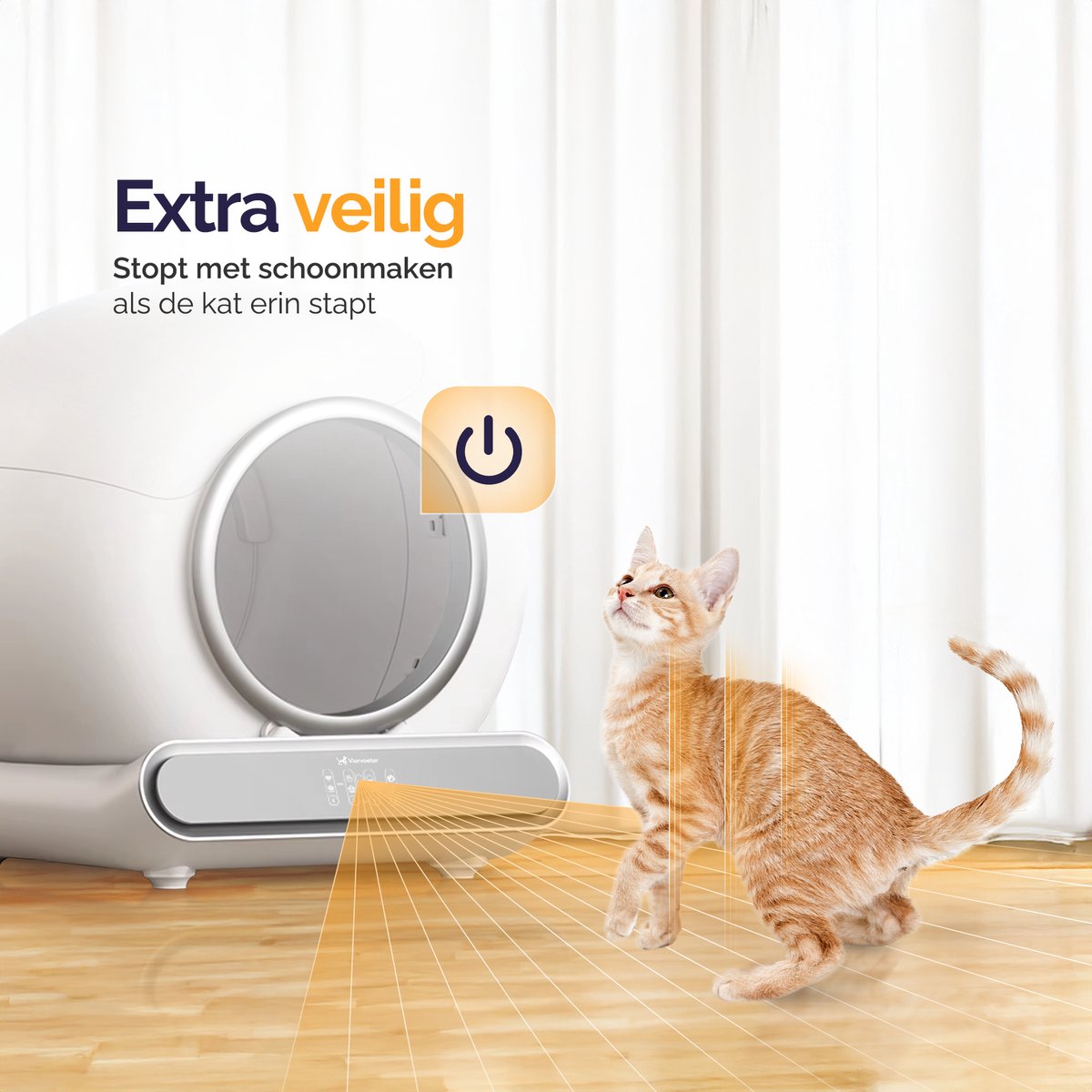 Miniatuur van productfoto 9 van Viervoeter Fresh 2 - Automatische Zelfreinigende Kattenbak – Bedienen via App – 65L - incl matje en 3 rollen opvangzakjes
