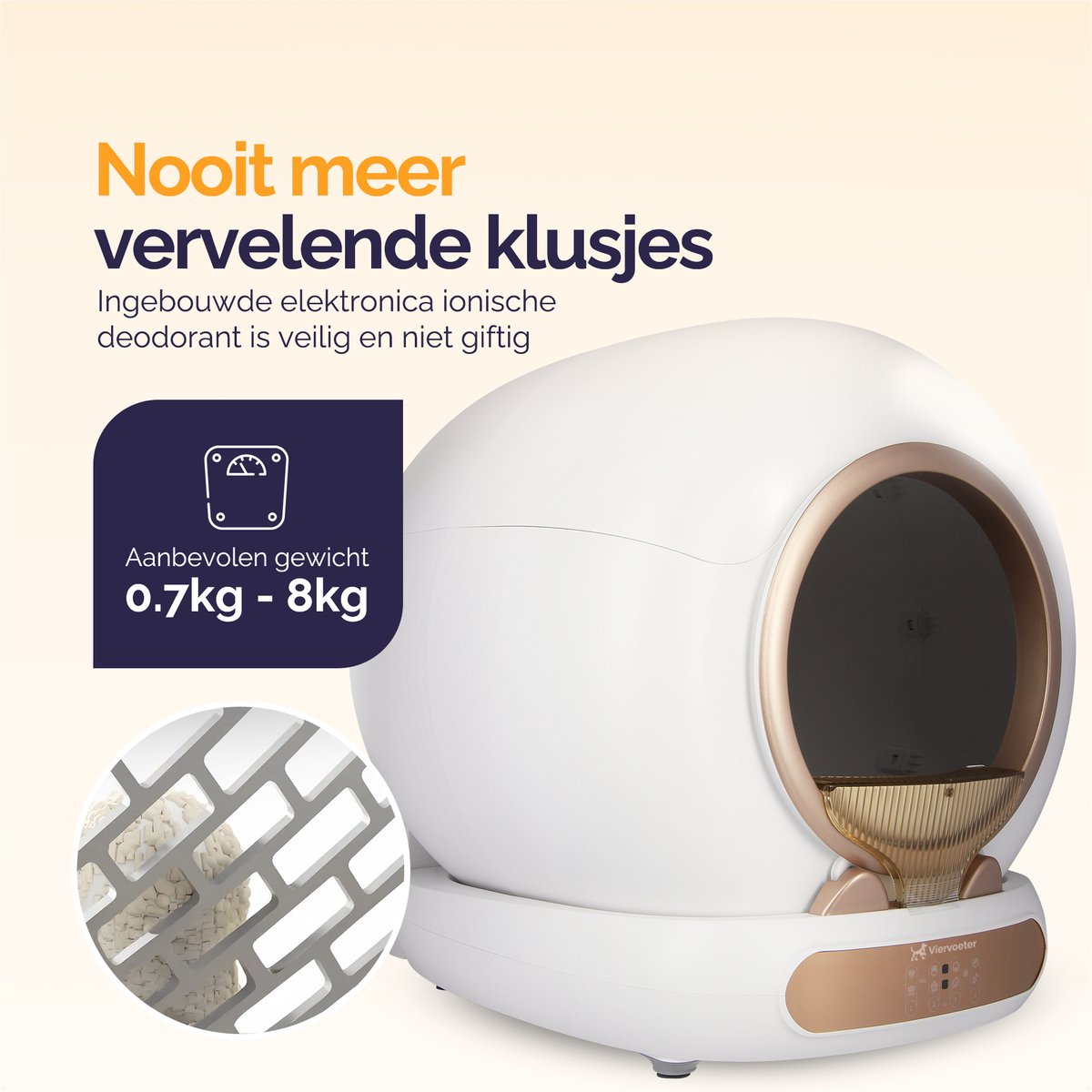 Miniatuur van productfoto 10 van Viervoeter Fresh 3 - Automatische Kattenbak – Zelfreinigend – Bedienen via App – 65L - incl matje en 3 rollen opvangzakjes