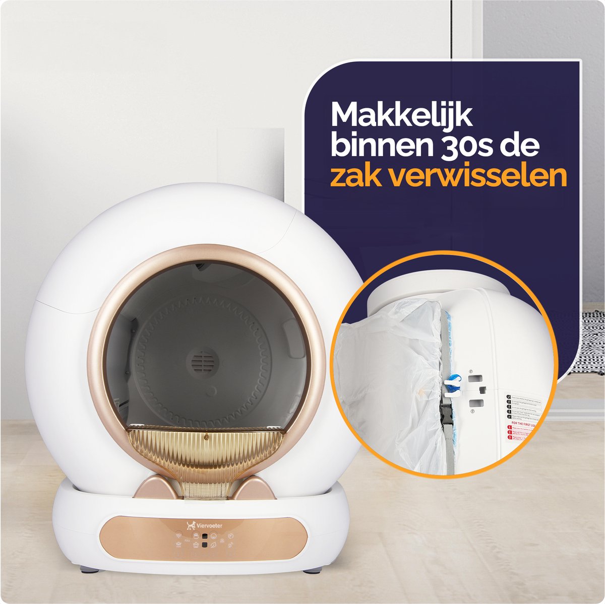 Miniatuur van productfoto 7 van Viervoeter Fresh 3 - Automatische Kattenbak – Zelfreinigend – Bedienen via App – 65L - incl matje en 3 rollen opvangzakjes