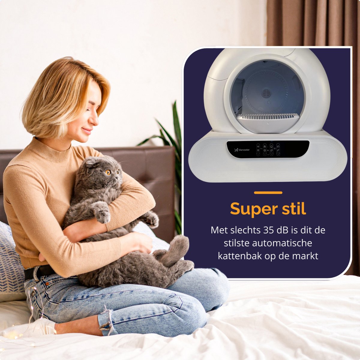 Miniatuur van productfoto 11 van Viervoeter Fresh 2 Modern - Automatische Zelfreinigende Kattenbak – Bedienen via App – 65L - incl drinkfontein, matje en 3 rollen opvangzakjes