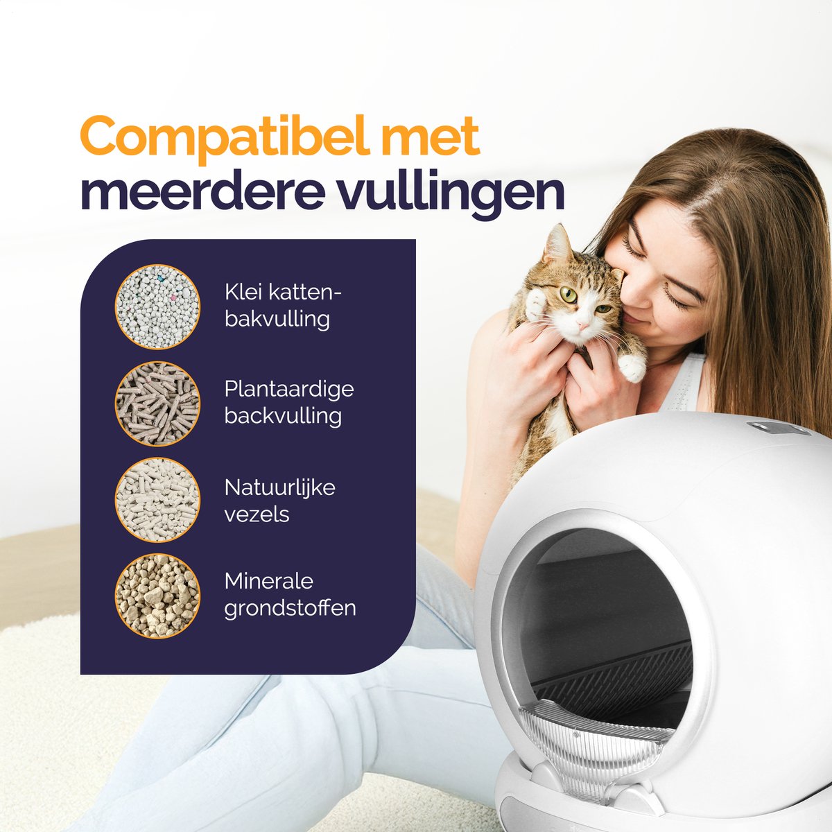 Miniatuur van productfoto 3 van Viervoeter Fresh 3 - Automatische Kattenbak – Zelfreinigend – Bedienen via App – 65L - incl matje en 3 rollen opvangzakjes - Silver