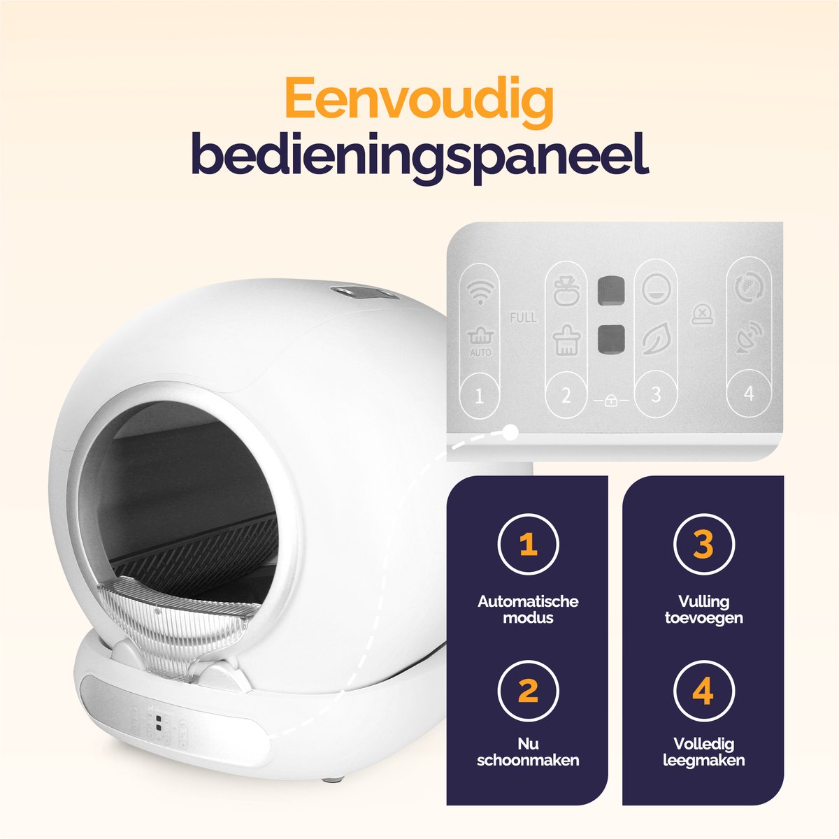 Miniatuur van productfoto 4 van Viervoeter Fresh 3 - Automatische Kattenbak – Zelfreinigend – Bedienen via App – 65L - incl matje en 3 rollen opvangzakjes - Silver