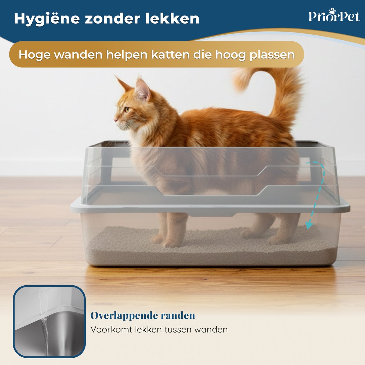 Miniatuur van productfoto 4 van Kattenbak RVS XXL Groot – Extra Grote RVS voor Grote Katten & 2 Katten – Stainless Steel Litter Box – Hoge Rand, Lekvrij & Geringe Geurvorming – Met Schep – 71×52×30 cm