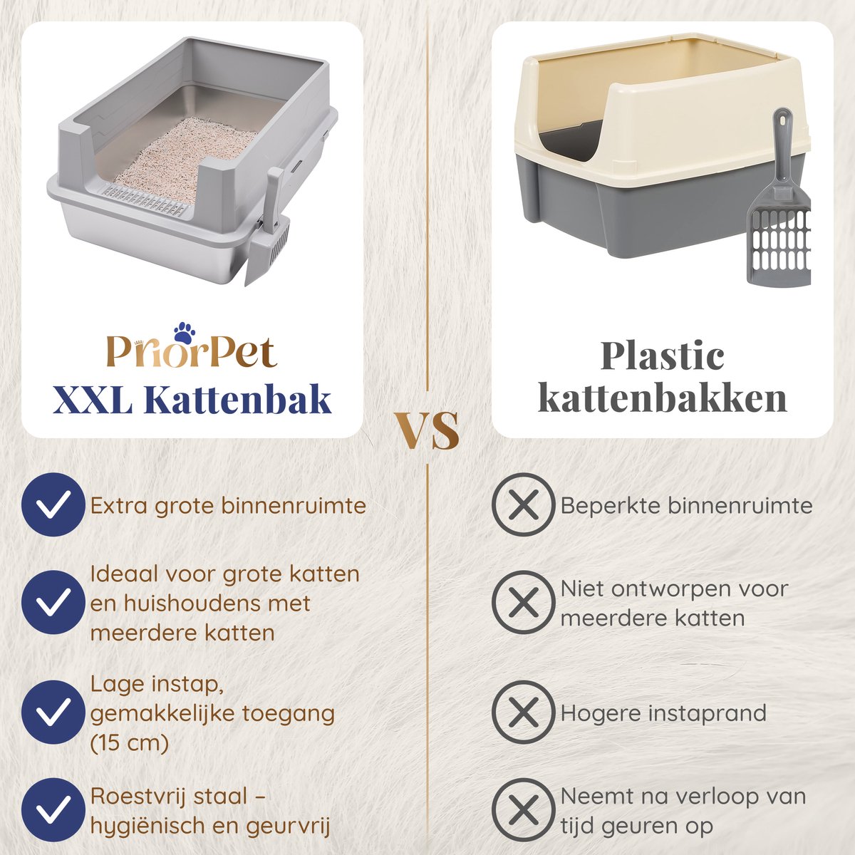 Miniatuur van productfoto 8 van Kattenbak RVS XXL Groot – Extra Grote RVS voor Grote Katten & 2 Katten – Stainless Steel Litter Box – Hoge Rand, Lekvrij & Geringe Geurvorming – Met Schep – 71×52×30 cm
