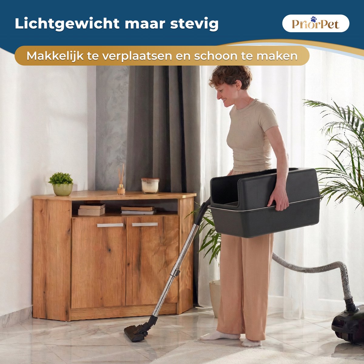 Miniatuur van productfoto 6 van Kattenbak RVS XXL Zwart – Gemakkelijk schoon te maken – Geurvrij, Lekvrij en Vlekvrij – 38L Inhoud – Roestvrijstalen Kattentoilet met hoge rand – Met Schep & Gritopvangmat – 60,5 × 40,5 × 29 cm