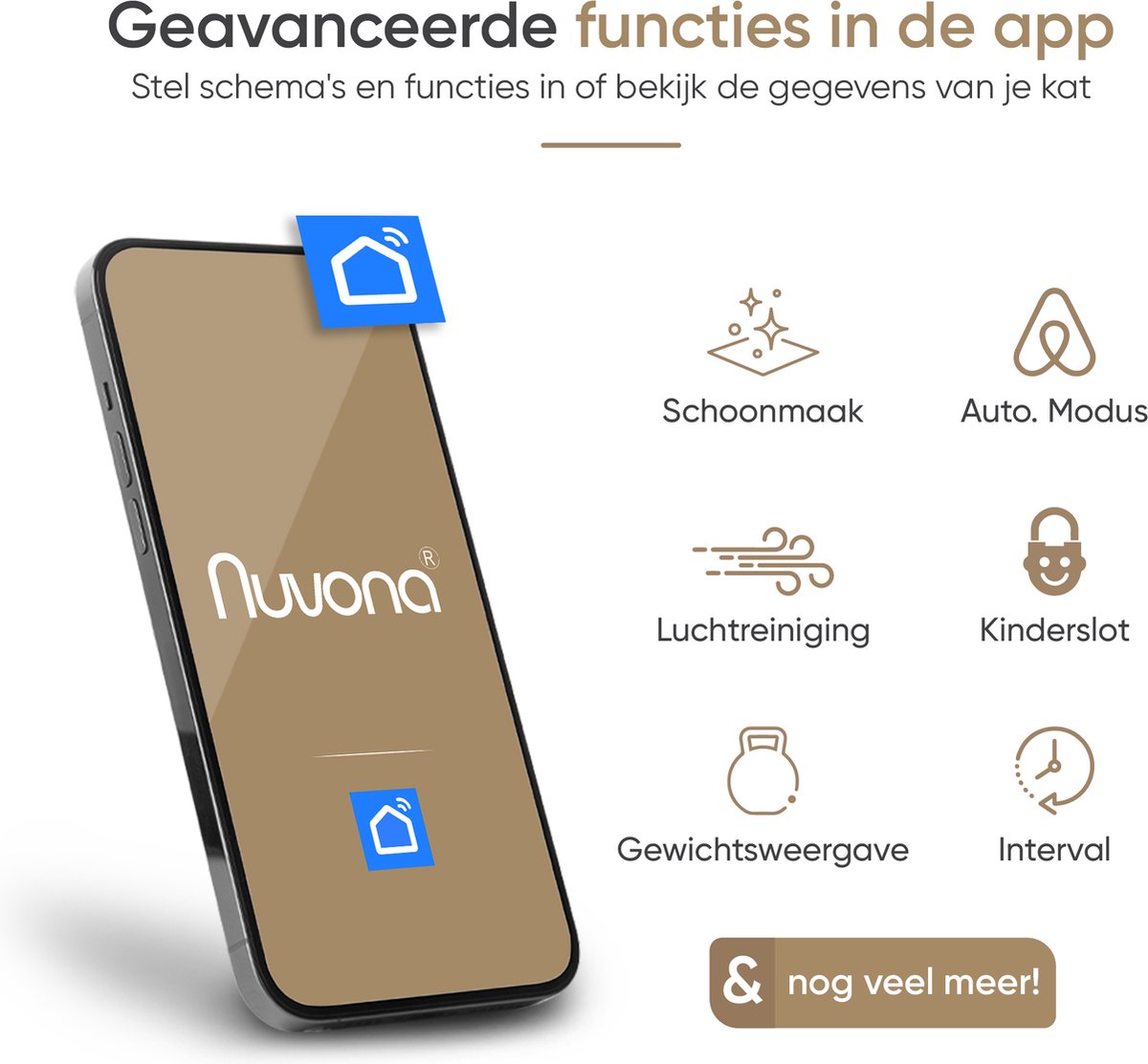 Miniatuur van productfoto 3 van Nuvona Zelfreinigende Kattenbak - XXL - Automatische Kattenbak - Inclusief App & Led touch - Met kattenbakmat en 5 rollen opvangzakjes - 65L