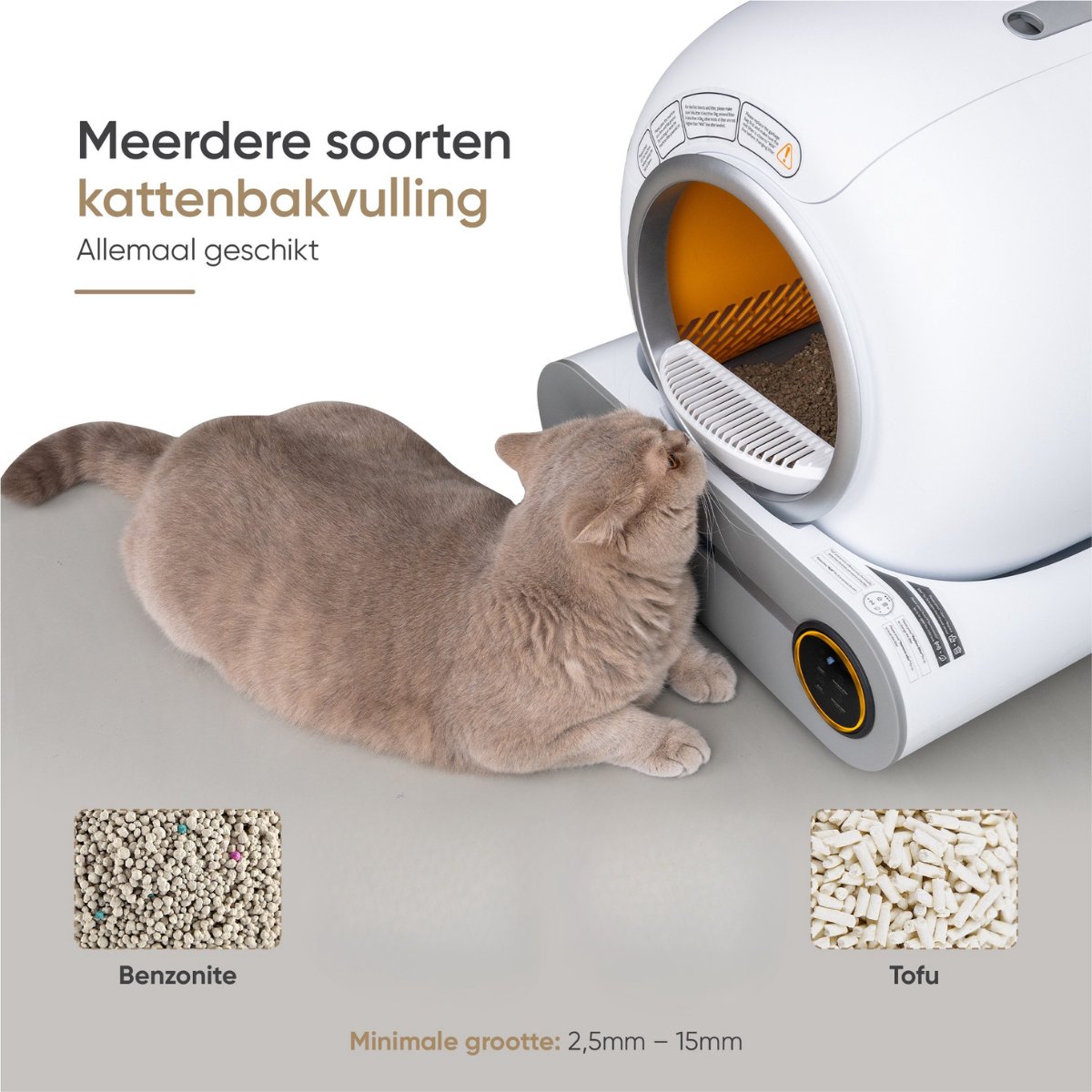 Miniatuur van productfoto 4 van Nuvona Zelfreinigende Kattenbak - XXL - Automatische Kattenbak - Inclusief App & Led touch - Met kattenbakmat en 5 rollen opvangzakjes - 65L