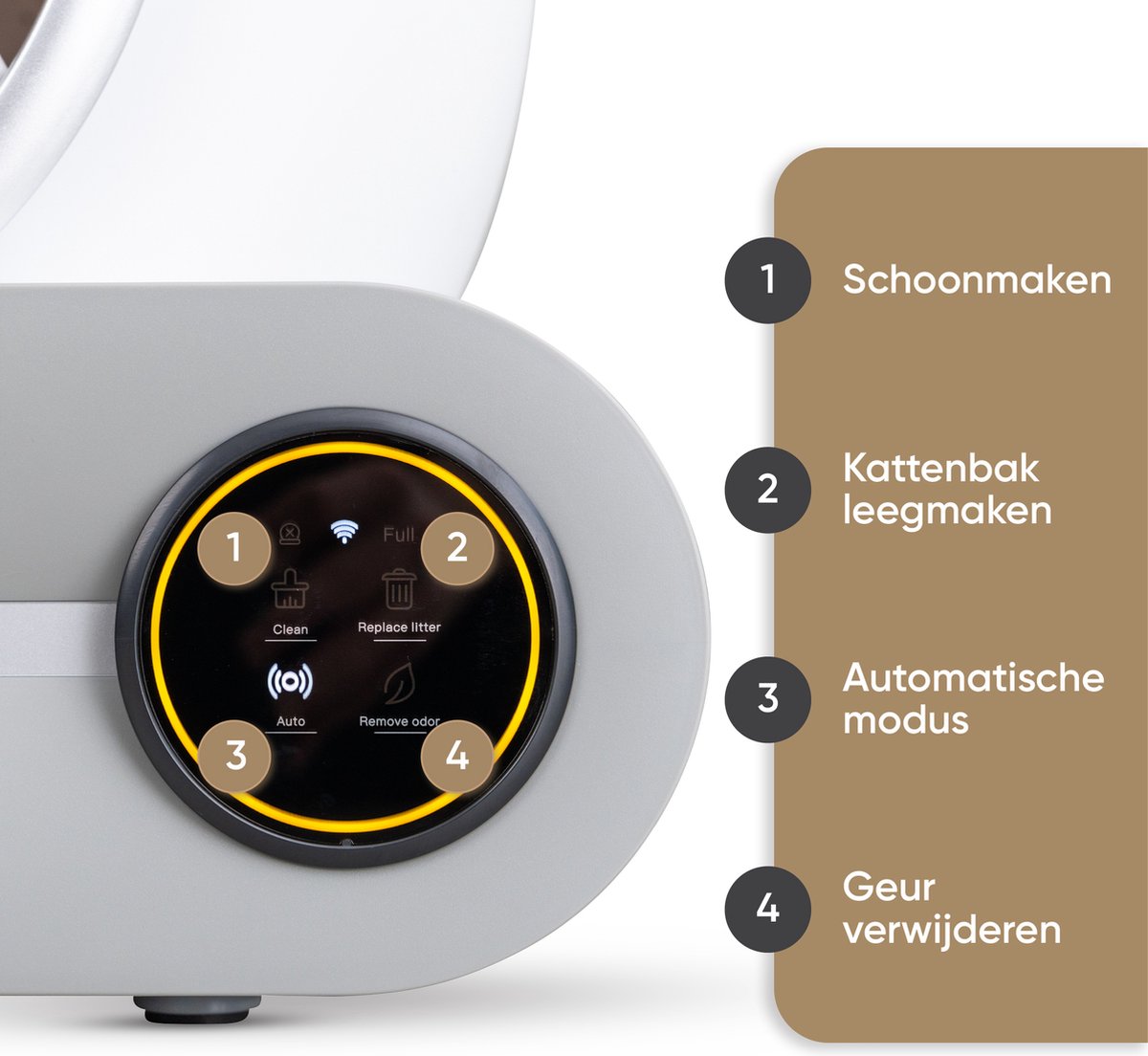 Miniatuur van productfoto 6 van Nuvona Zelfreinigende Kattenbak - XXL - Automatische Kattenbak - Inclusief App & Led touch - Met kattenbakmat en 5 rollen opvangzakjes - 65L