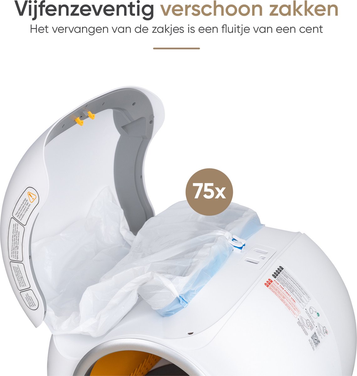Miniatuur van productfoto 8 van Nuvona Zelfreinigende Kattenbak - XXL - Automatische Kattenbak - Inclusief App & Led touch - Met kattenbakmat en 5 rollen opvangzakjes - 65L
