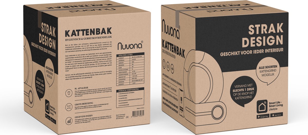 Miniatuur van productfoto 9 van Nuvona Zelfreinigende Kattenbak - XXL - Automatische Kattenbak - Inclusief App & Led touch - Met kattenbakmat en 5 rollen opvangzakjes - 65L