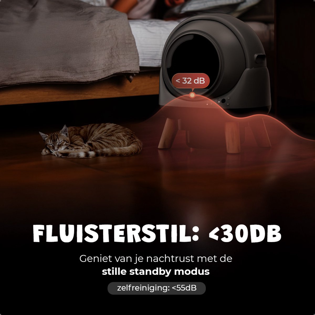 Miniatuur van productfoto 5 van JC Pets Zelfreinigende Automatische Kattenbak - Slimme Elektrische Kattenbak XXL 65L – Incl. Uitloopmat & Geurverdrijver – Veiligheidssensoren - Geschikt voor Meerdere Katten - Met app - 8L Afvalbak - 2026 Model - Grijs
