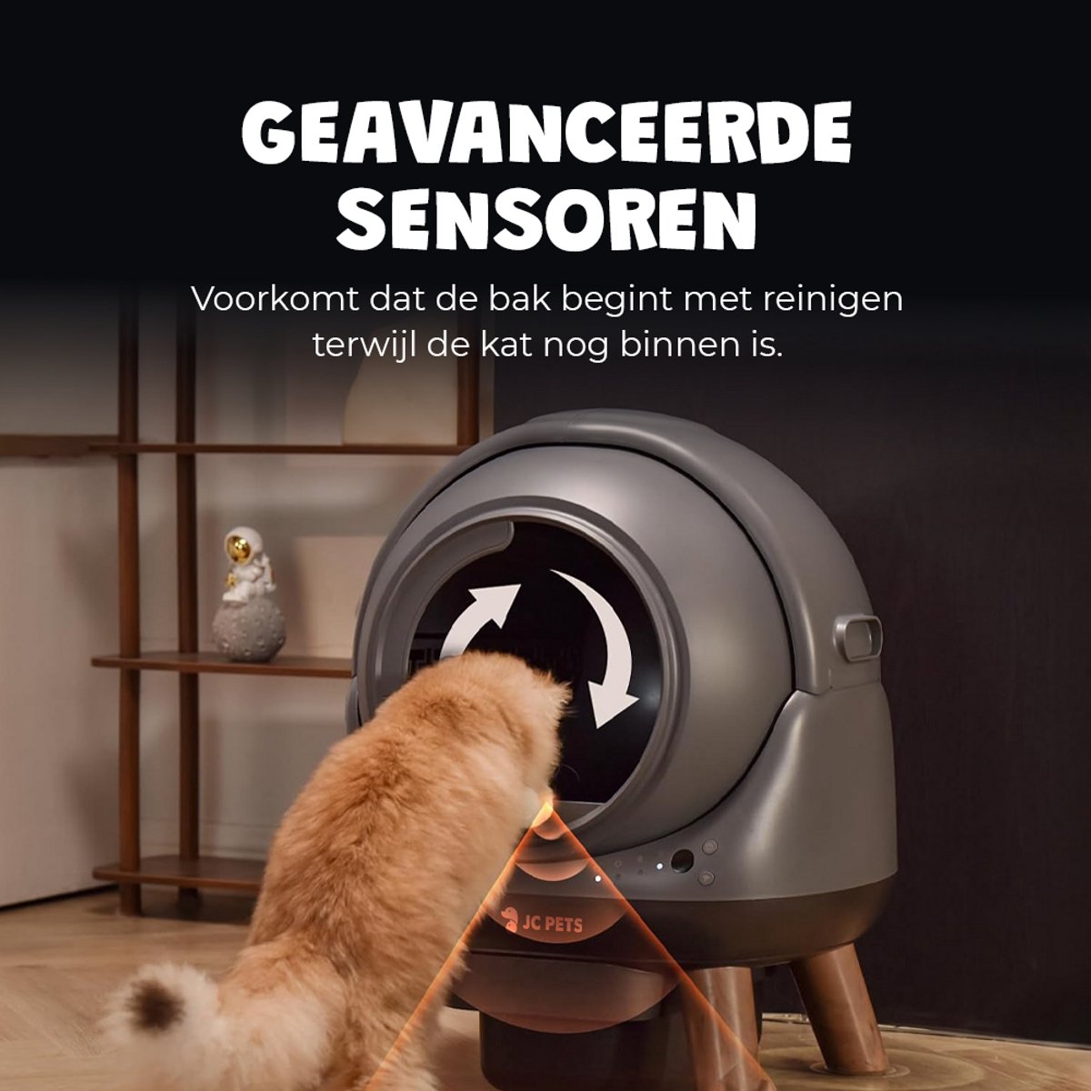 Miniatuur van productfoto 8 van JC Pets Zelfreinigende Automatische Kattenbak - Slimme Elektrische Kattenbak XXL 65L – Incl. Uitloopmat & Geurverdrijver – Veiligheidssensoren - Geschikt voor Meerdere Katten - Met app - 8L Afvalbak - 2026 Model - Grijs