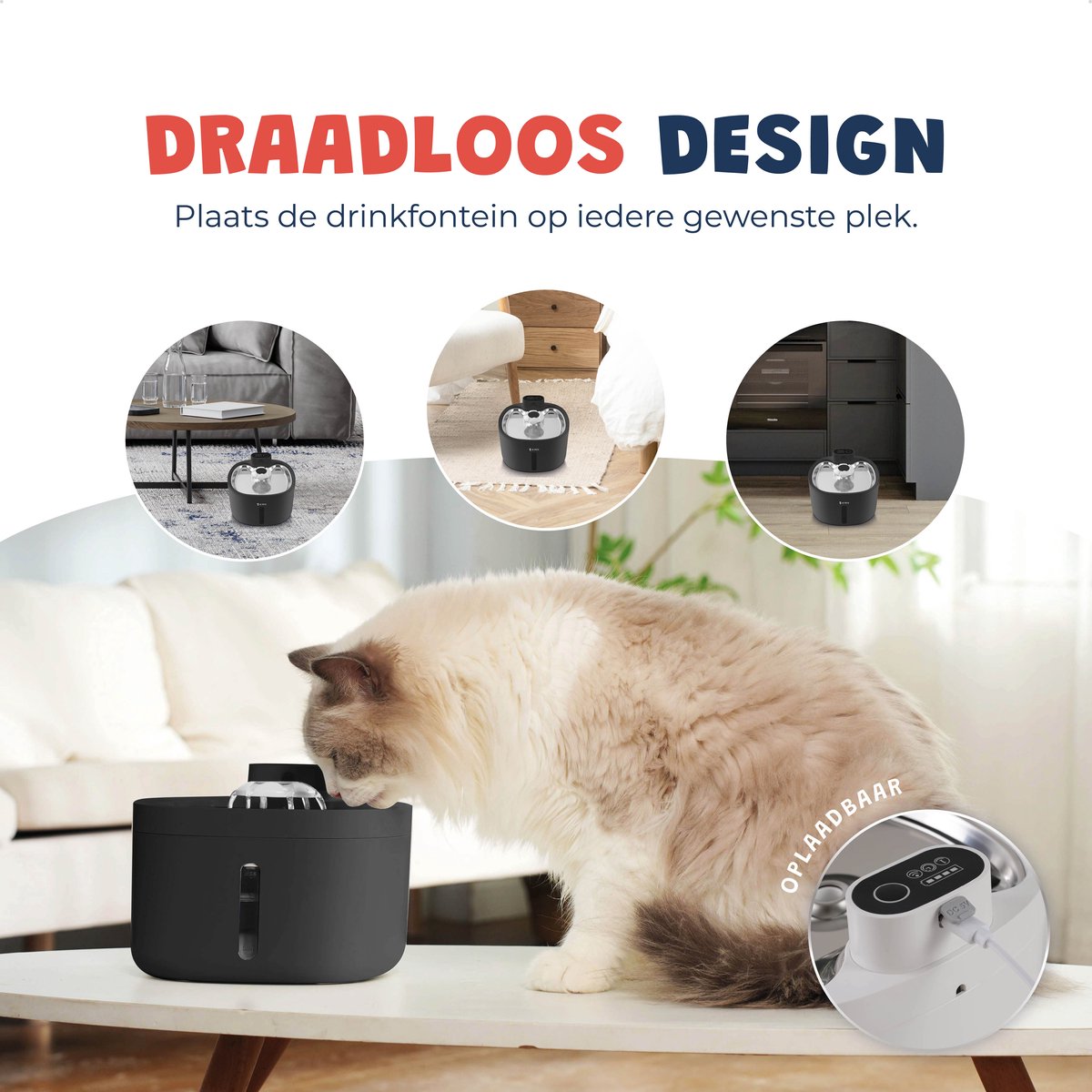 Miniatuur van productfoto 6 van JC Pets Automatische Kattenbak XXL 65L met RVS Draadloze Drinkfontein incl. 3 Filters – Zelfreinigende Slimme & Stille Kattenbak met App – Uitloopmat & Geurverdrijver – Veiligheidssensoren – 8L Afvalbak – Geschikt voor Meerdere Katten – Modern Design