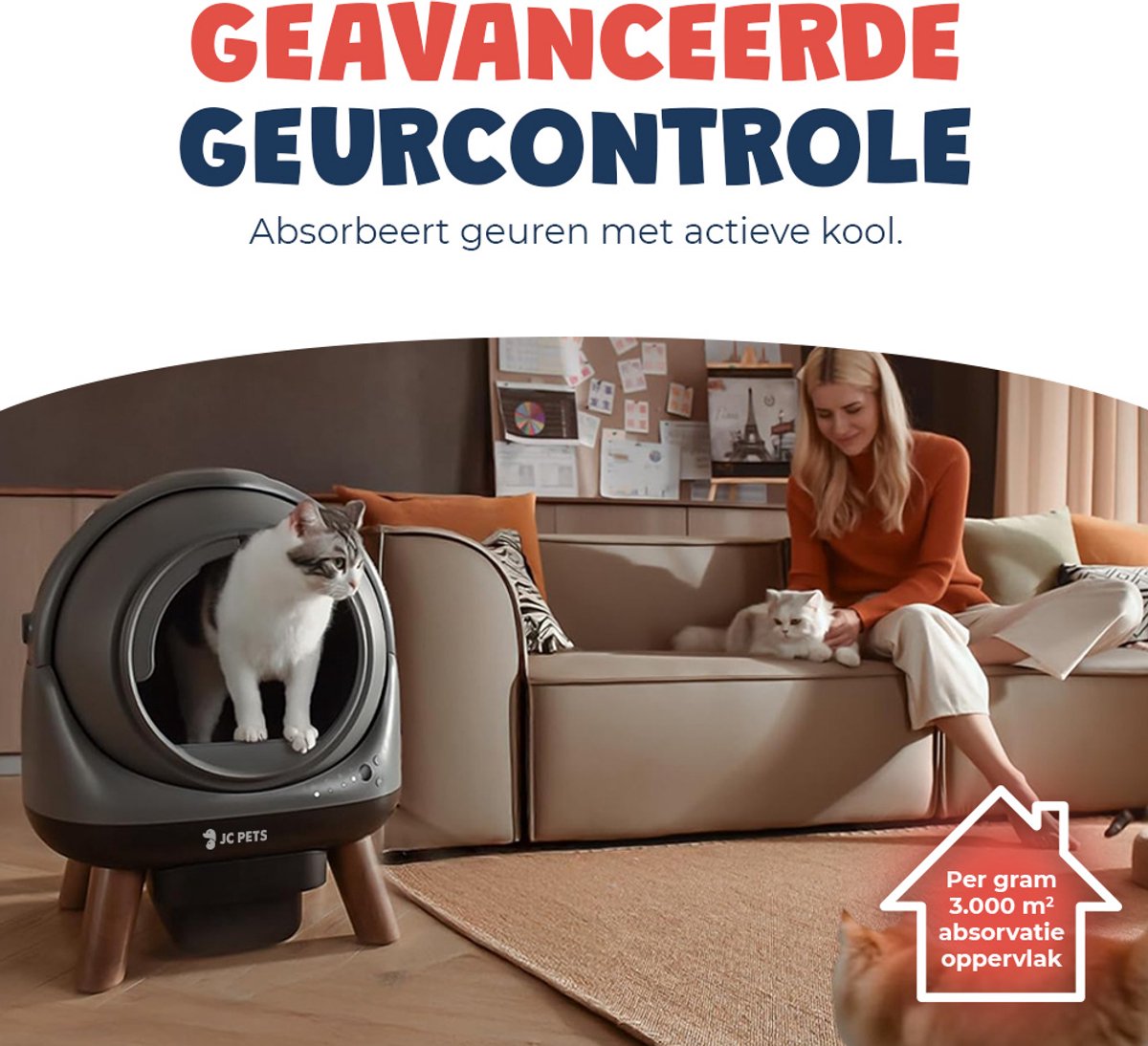 Miniatuur van productfoto 2 van JC Pets Kattenbak Geurverdrijver – Actieve Koolstof Geurabsorbeerder – Frisse Kattenbak Zonder Geurtjes – 350g Pot – Geschikt voor Automatische en Gewone Kattenbakken