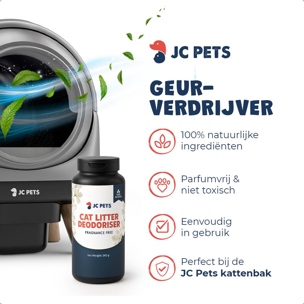 Miniatuur van productfoto 4 van JC Pets Kattenbak Geurverdrijver – Actieve Koolstof Geurabsorbeerder – Frisse Kattenbak Zonder Geurtjes – 350g Pot – Geschikt voor Automatische en Gewone Kattenbakken