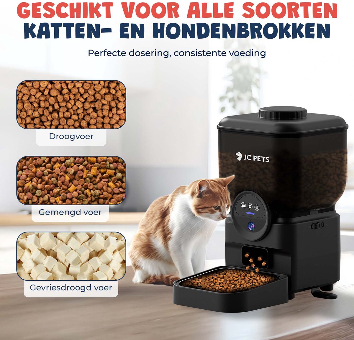 Miniatuur van productfoto 10 van JC Pets Zelfreinigende Automatische Kattenbak met Automatisch Voederbak - Slimme Elektrische Kattenbak XXL 65L – Incl. Uitloopmat & Geurverdrijver - Veiligheidssensoren - Voerbak kat dispenser 6,5L met Camera - Geschikt voor Meerdere Katten - Met app