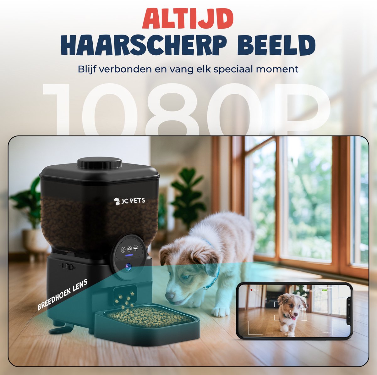 Miniatuur van productfoto 6 van JC Pets Zelfreinigende Automatische Kattenbak met Automatisch Voederbak - Slimme Elektrische Kattenbak XXL 65L – Incl. Uitloopmat & Geurverdrijver - Veiligheidssensoren - Voerbak kat dispenser 6,5L met Camera - Geschikt voor Meerdere Katten - Met app