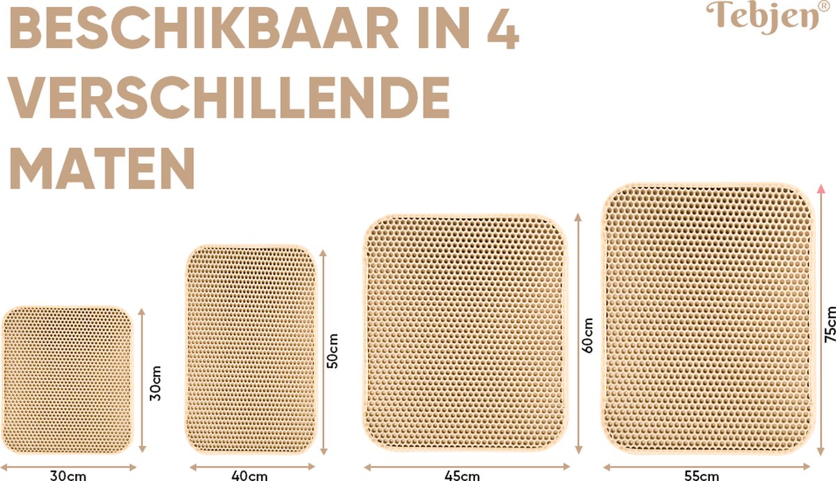 Miniatuur van productfoto 10 van TEBJEN XXL Kattenbakmat - 55cm * 75cm - Met Speelgoedmuisje En Schepje - Schoonloopmat Kattenbak – Katten Grit Opvanger – Dubbele Waterdichte Laag – Uitloopmat Kattenbak – Kattenverzorging – Kattenbak Accessoires - Kat Benodigdheden - Licht Bruin