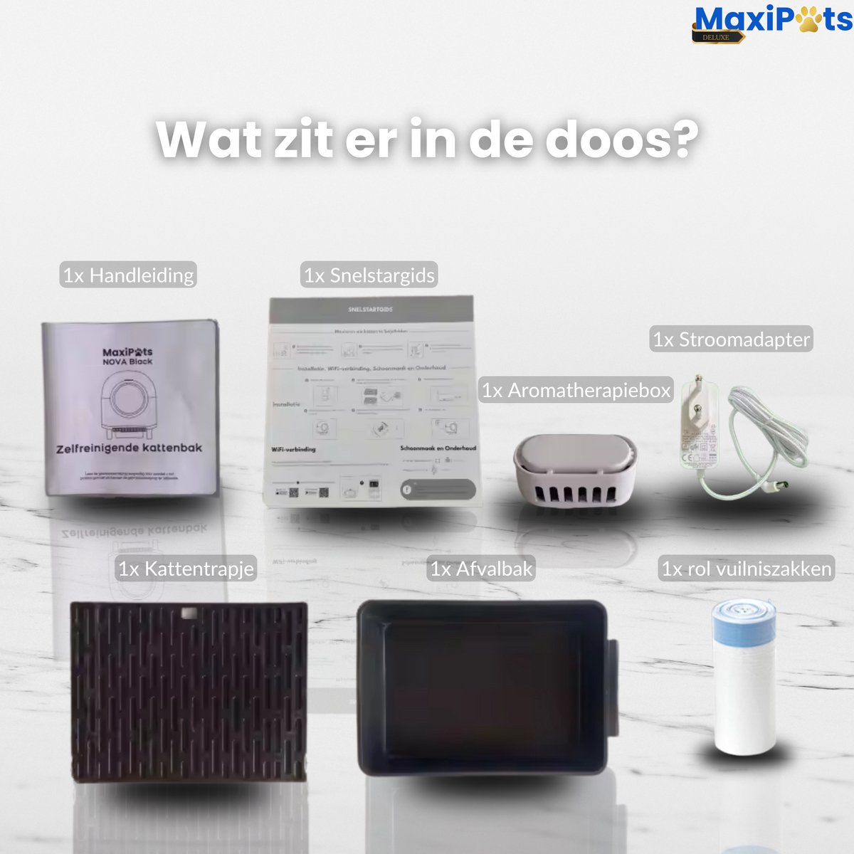 Miniatuur van productfoto 12 van Maxipets® NOVA Black - Automatische Kattenbak Zelfreinigend - Elektrische & Zelfreinigende kattenbak - 80L XXL - incl. Kattenbaktrap, App & Zakken - Zwart