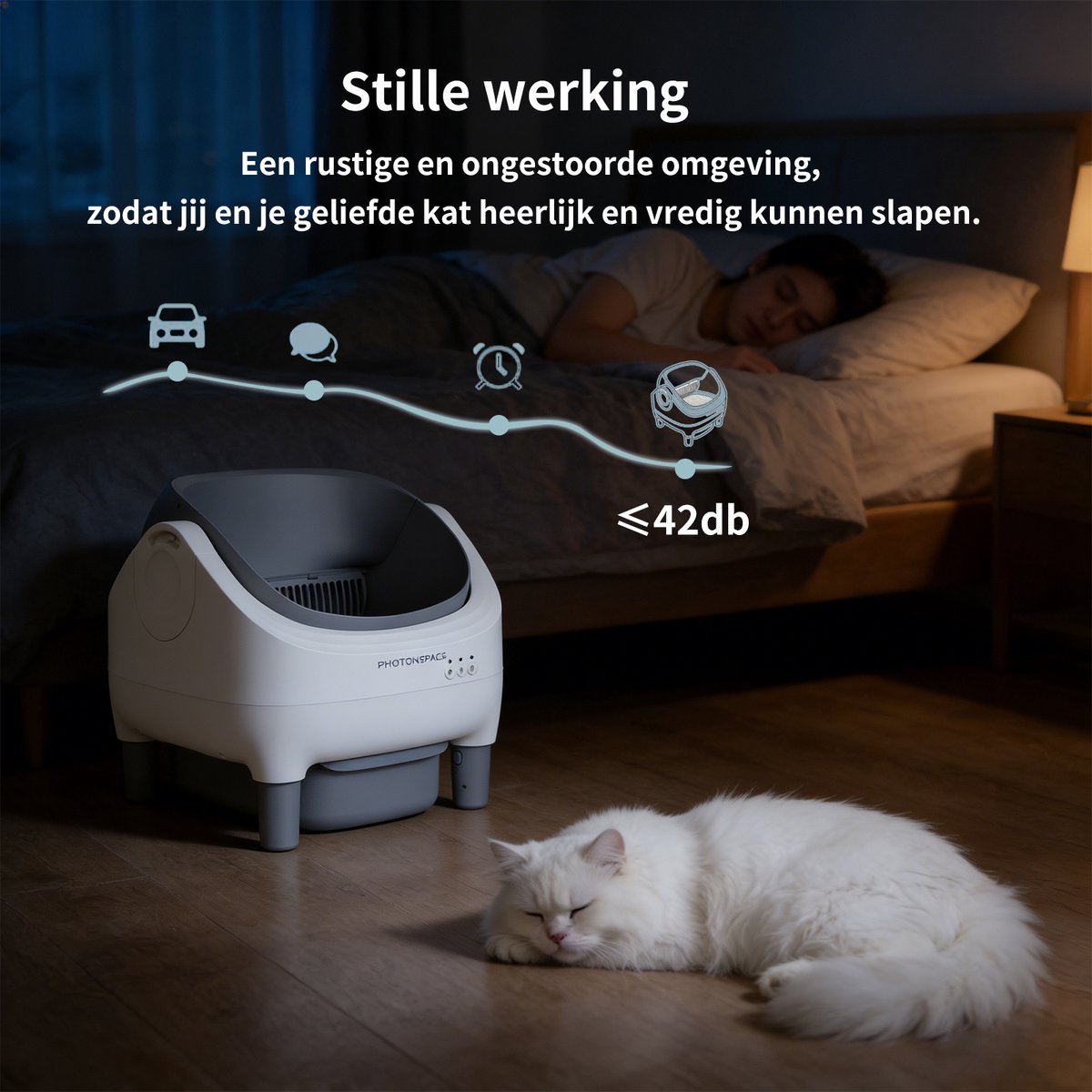 Miniatuur van productfoto 10 van Photonspace Zelfreinigende Kattenbak - Open Top - Automatische Kattenbak - Electrische Kattenbak - Incl. App-Met Kattenbakmat en 3 rollen opvangzakjes