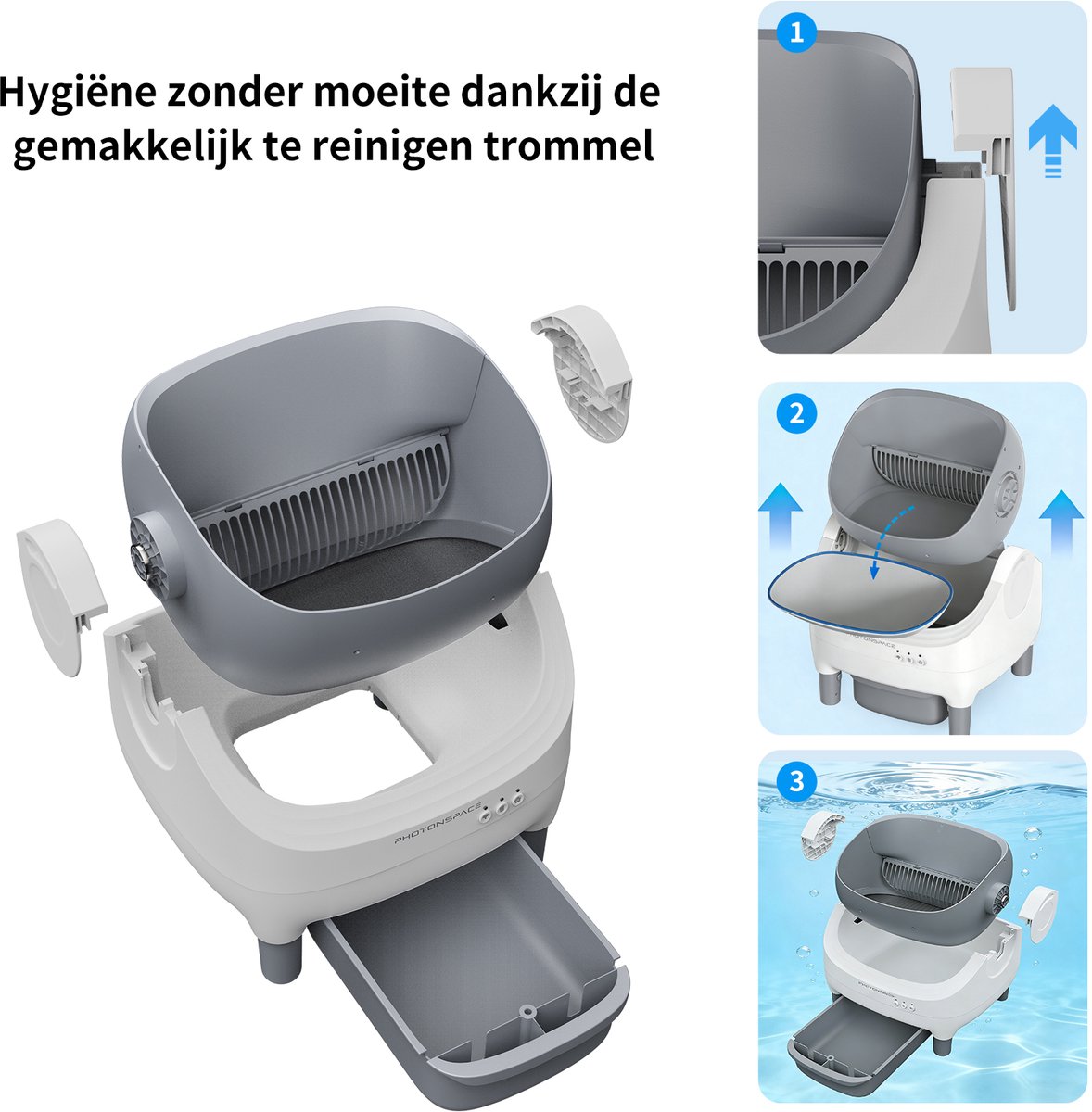 Miniatuur van productfoto 11 van Photonspace Zelfreinigende Kattenbak - Open Top - Automatische Kattenbak - Electrische Kattenbak - Incl. App-Met Kattenbakmat en 3 rollen opvangzakjes