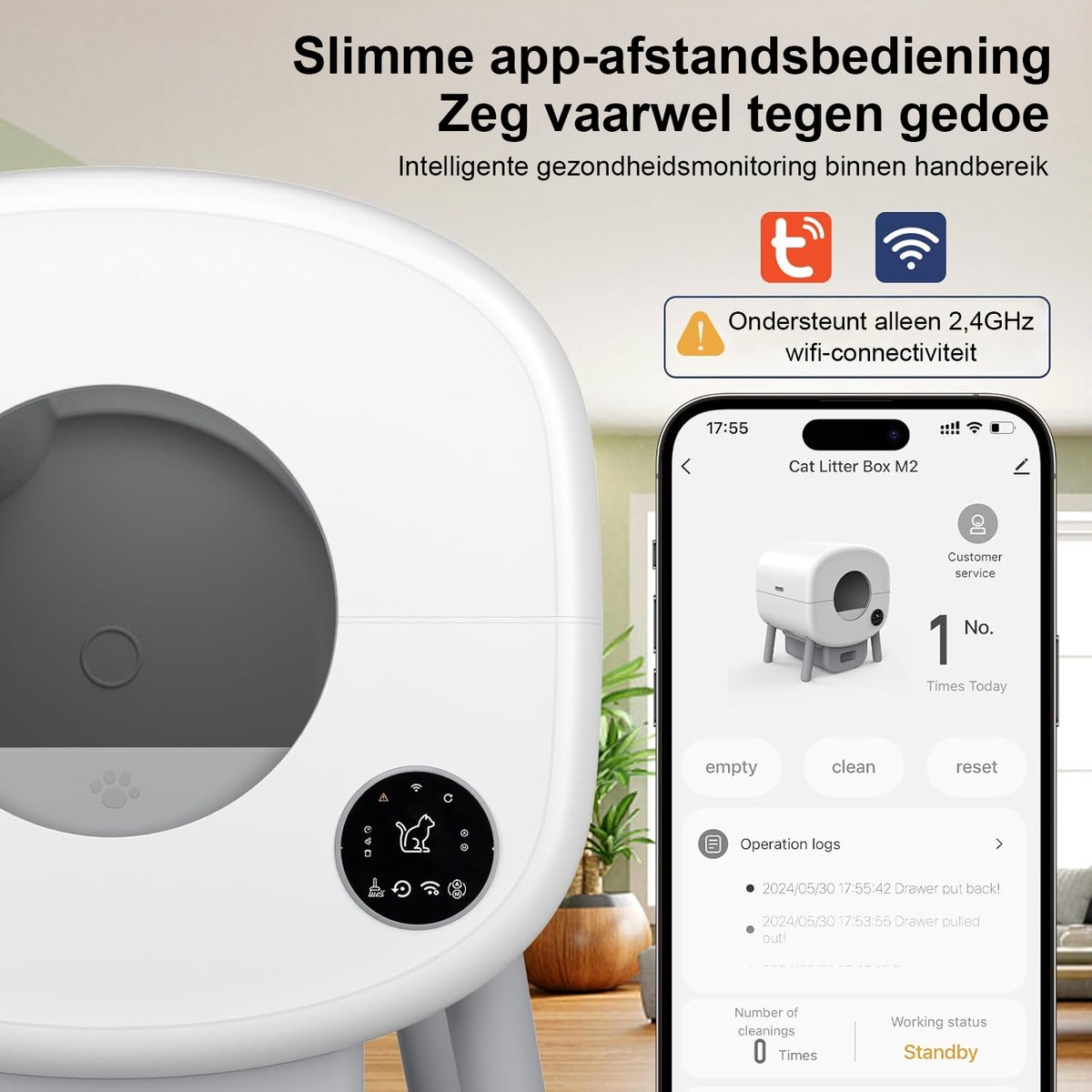Miniatuur van productfoto 4 van Zelfreinigende Kattenbak - Grote Capaciteit Automatische Kattenbak -XXL 95L -Electrische Kattenbak- Incl. App-Met Kattenbakmat en 1 rollen opvangzakjes