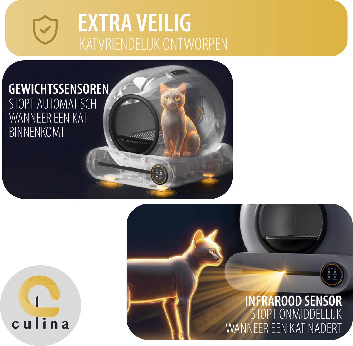 Miniatuur van productfoto 8 van Culina Nova 2 Zelfreinigende kattenbak - Elektrische Kattenbak - Automatische Kattenbak - Grey/Black Edition - Gratis Extra Accessoires