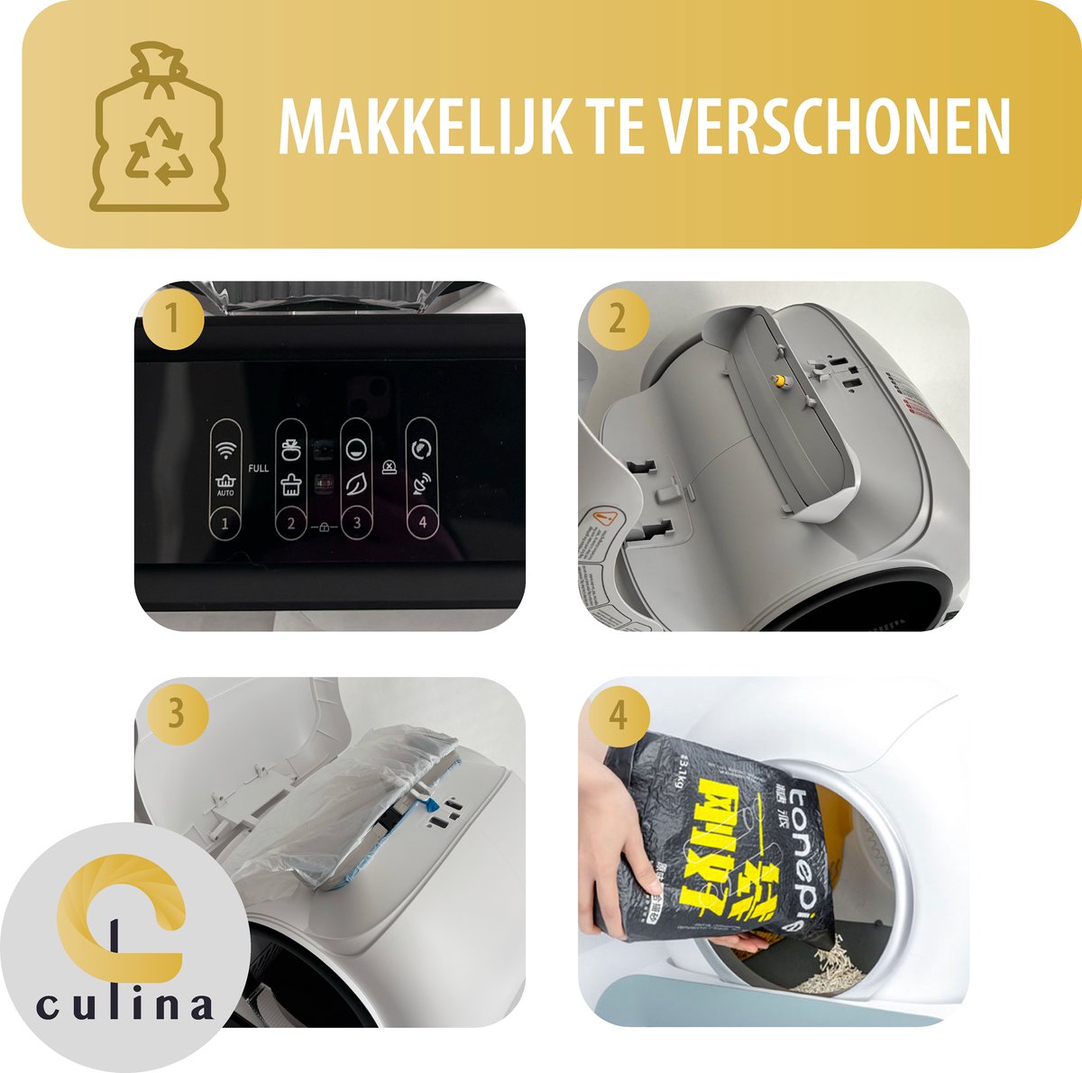 Miniatuur van productfoto 5 van Culina Ultra 2 Zelfreinigende kattenbak - Elektrische Kattenbak - Automatische Kattenbak - Black Edition - Inclusief Mat en Extra Accessoires
