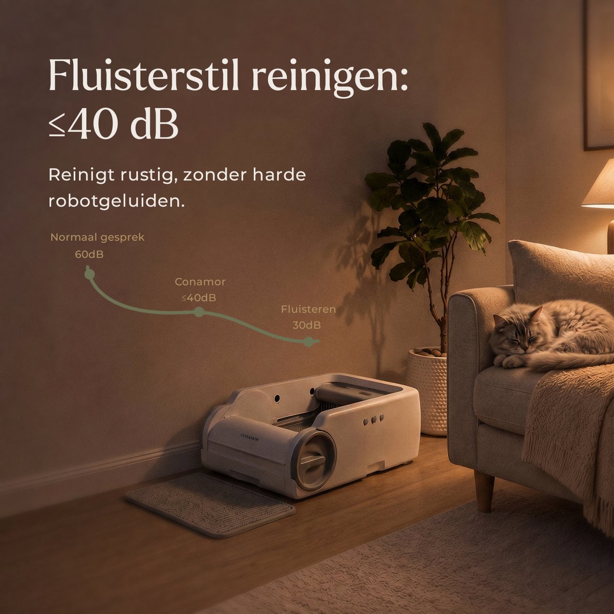 Miniatuur van productfoto 10 van Automatische Kattenbak met App - Zelfreinigende Kattenbak - 65L - WiFi - Geschikt Voor Meerdere Katten - Incl. 80 Kattenbakzakken & Accessoires - CONAMOR