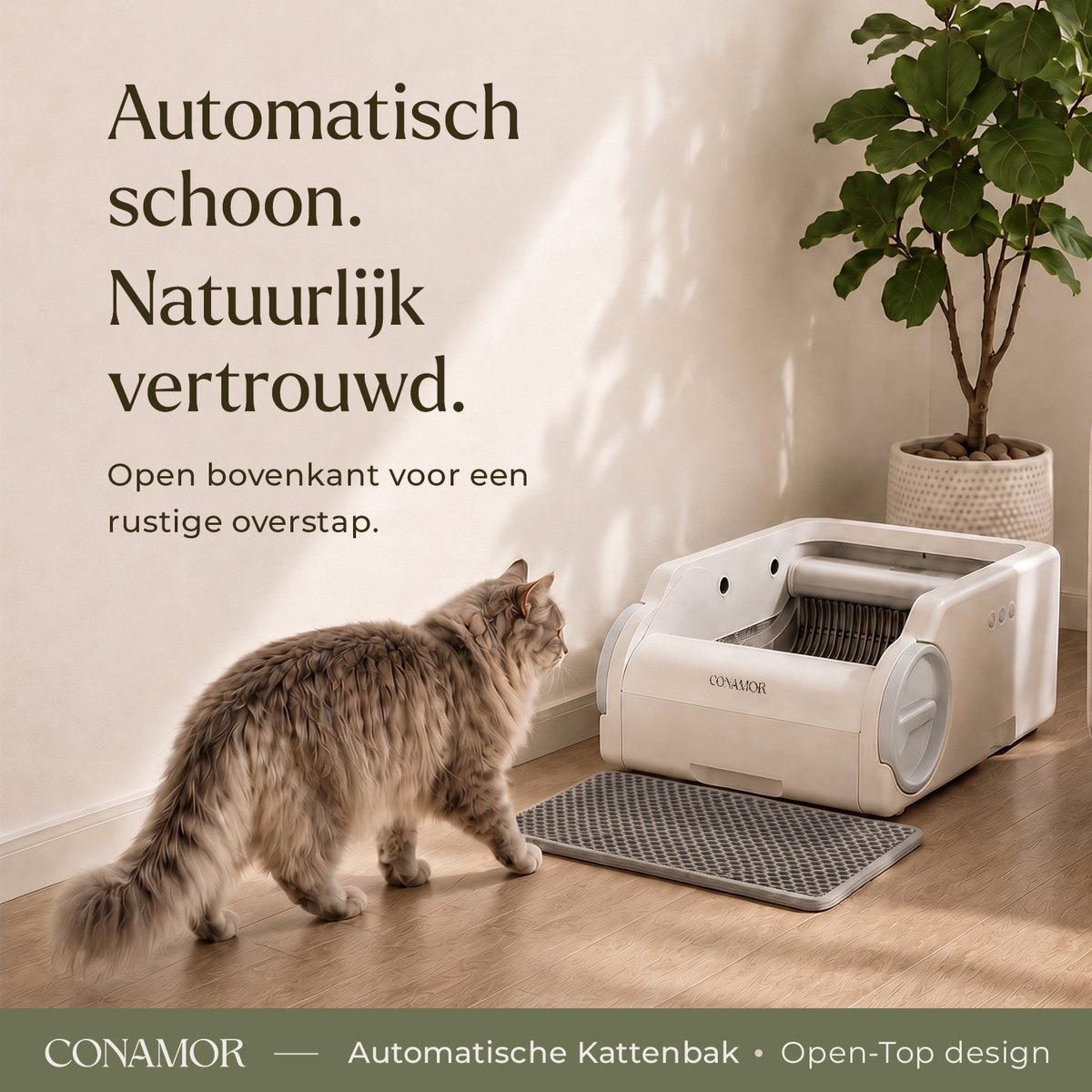 Miniatuur van productfoto 4 van Automatische Kattenbak met App - Zelfreinigende Kattenbak - 65L - WiFi - Geschikt Voor Meerdere Katten - Incl. 80 Kattenbakzakken & Accessoires - CONAMOR