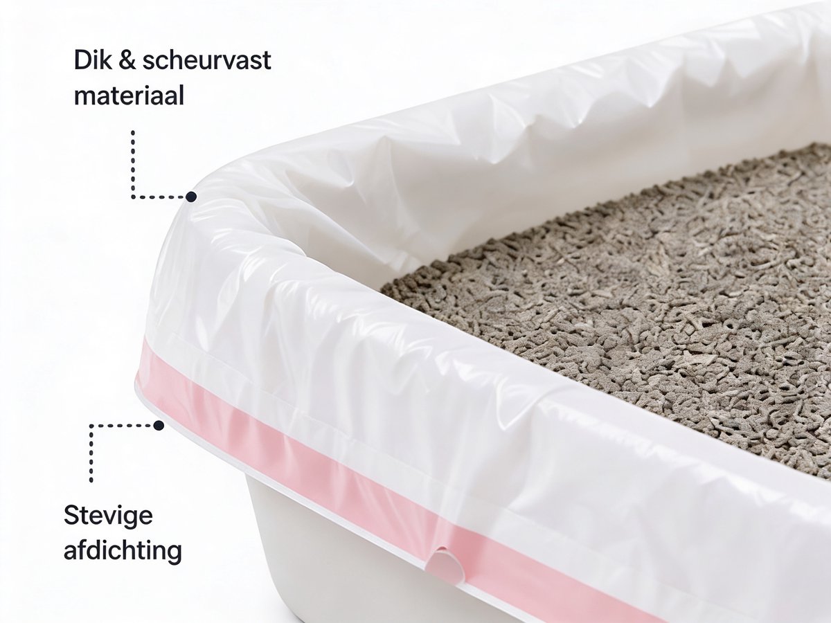 Miniatuur van productfoto 2 van Kattenbakzakken met Trekband – 40 Stuks – Extra Sterk – Scheurvast – 4 Rollen