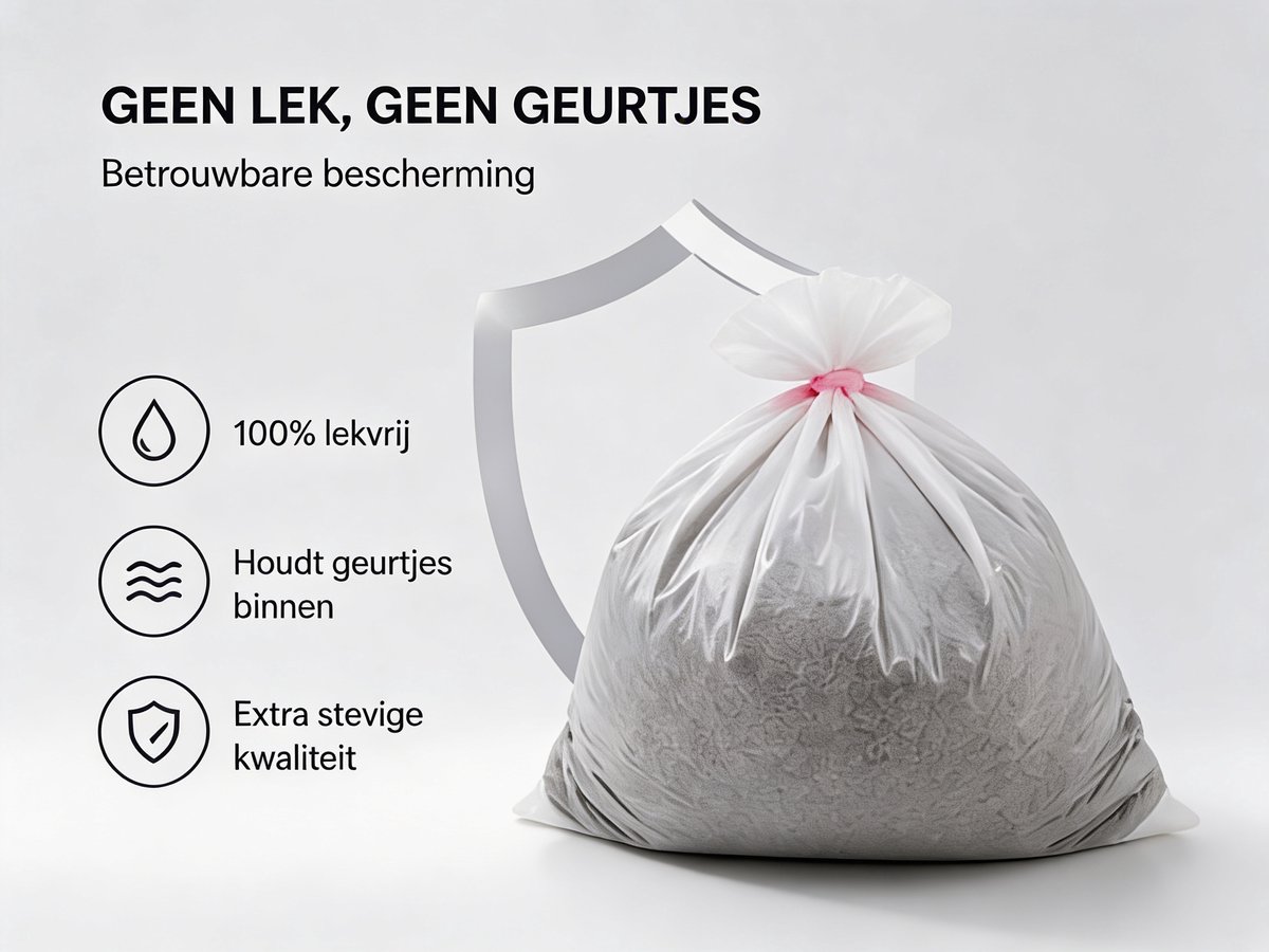 Miniatuur van productfoto 3 van Kattenbakzakken met Trekband – 40 Stuks – Extra Sterk – Scheurvast – 4 Rollen