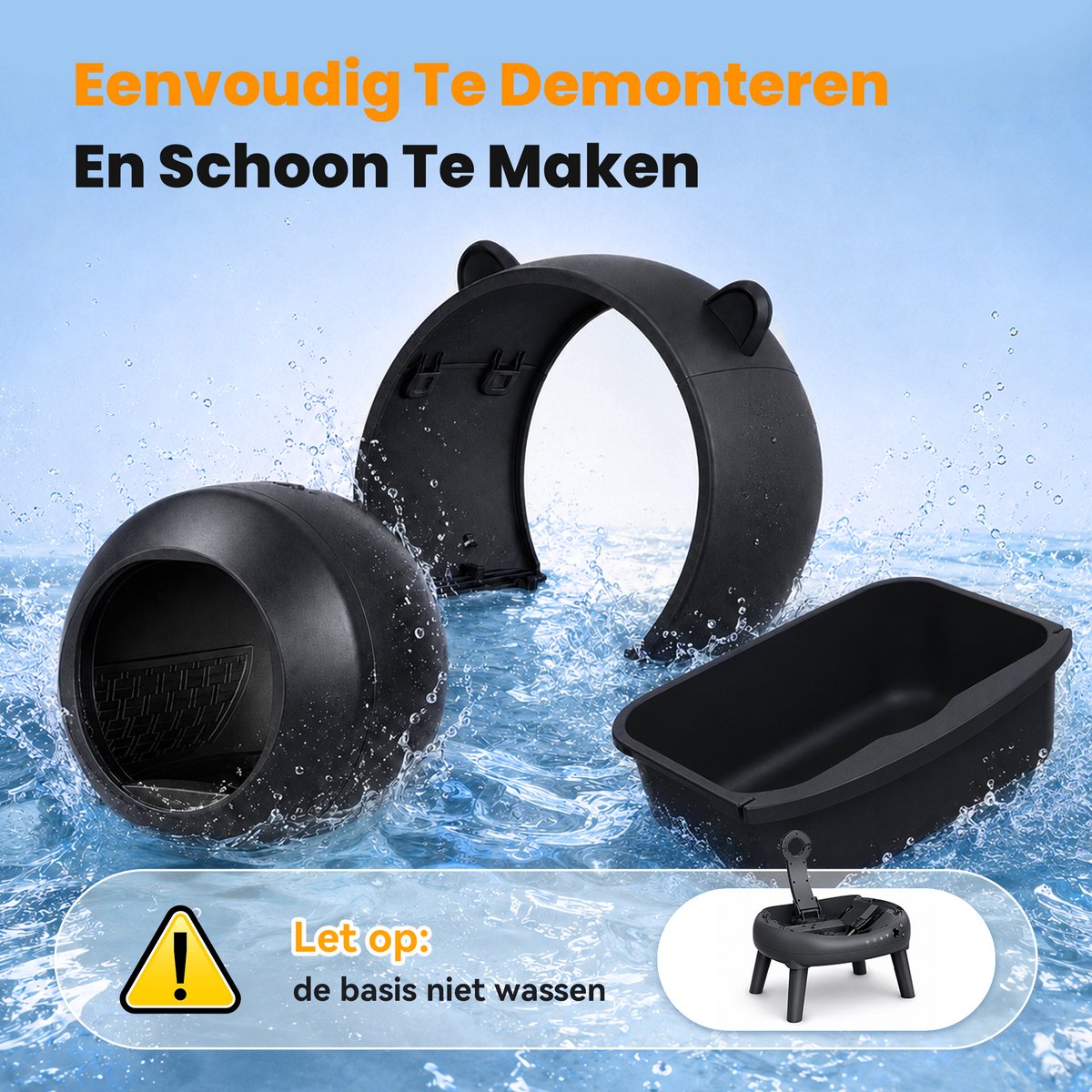 Miniatuur van productfoto 6 van Photonspace Automatische Kattenbak - Zelfreinigend Electrische Kattenbak - Bedienen via App - 65L + 10L - Incl Kattenbakmat en 1 rollen Kattenbakzakken - Slimme Waarschuwing - Gezondheidsbewaking