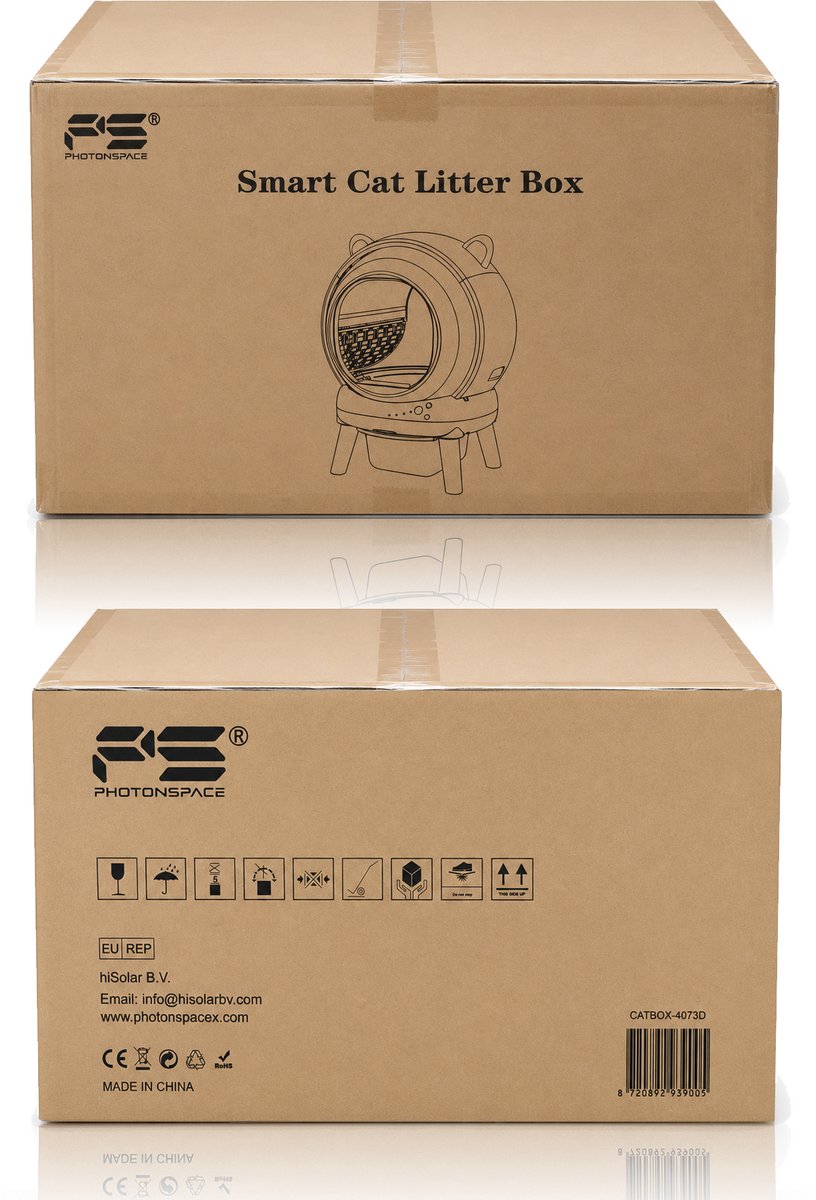 Miniatuur van productfoto 8 van Photonspace Automatische Kattenbak - Zelfreinigend Electrische Kattenbak - Bedienen via App - 65L + 10L - Incl Kattenbakmat en 1 rollen Kattenbakzakken - Slimme Waarschuwing - Gezondheidsbewaking