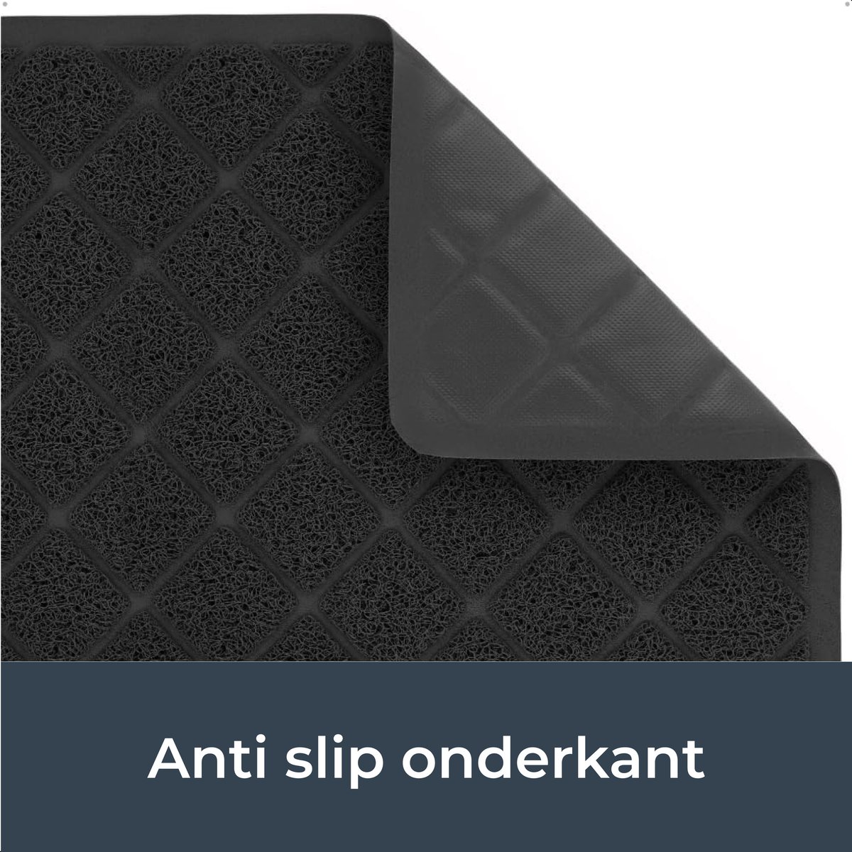 Miniatuur van productfoto 4 van Dutchwide Uitloopmat Kattenbak - 37 × 60 cm - Mat - Kattentoilet - Cat Litter - Geschikt voor automatische - Zelfreinigende kattenbak - Zwart - kattenmat