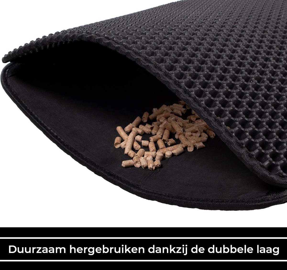 Miniatuur van productfoto 3 van Kattenbakmat - Kattenbakvulling opvangen - Kattenbak mat - 58x43 - Zwart - Zedar