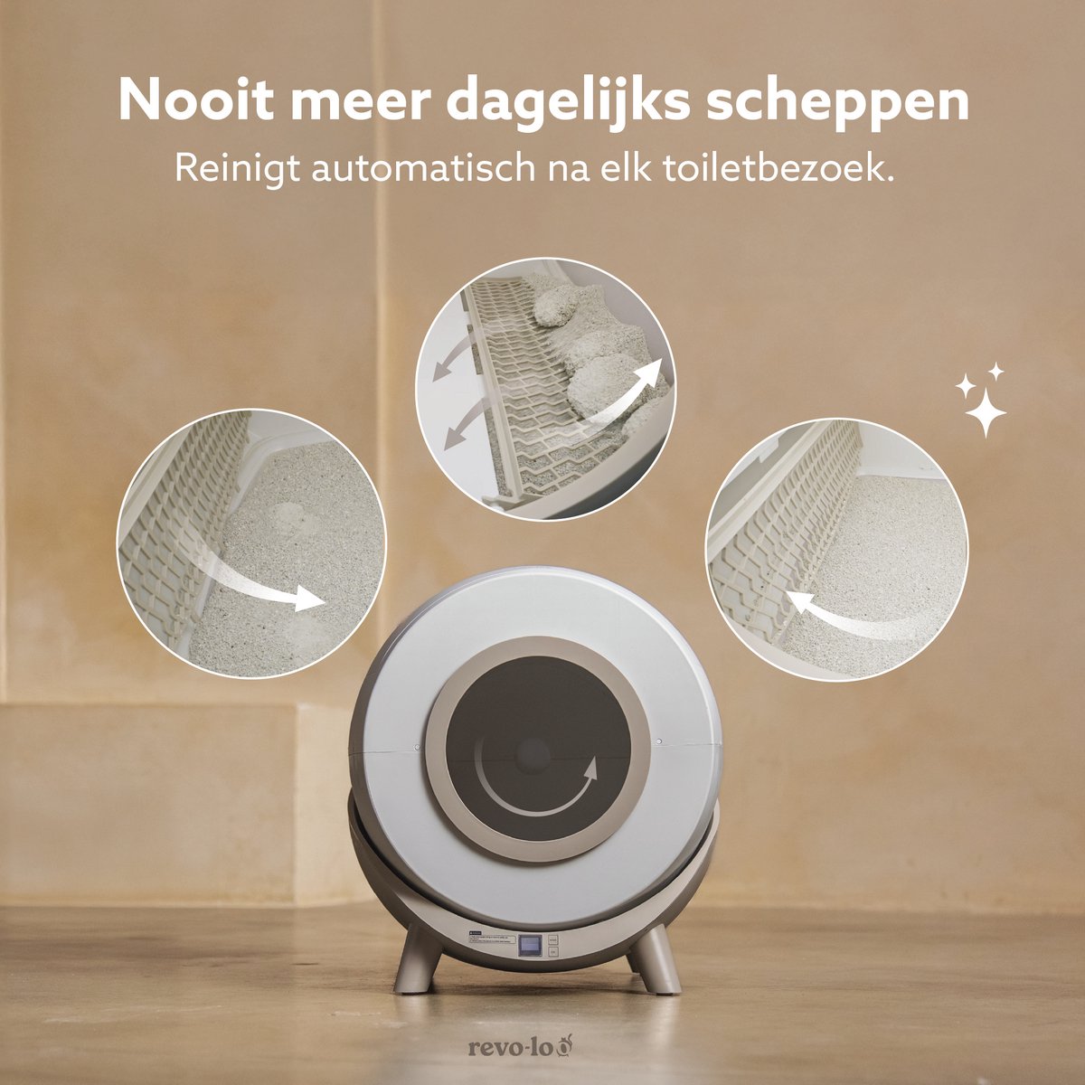 Miniatuur van productfoto 2 van Revo-loo One - Automatische Zelfreinigende Kattenbak XXL - Kattentoilet - 80L - RFID Kattenherkenning - incl. Uitloopmat