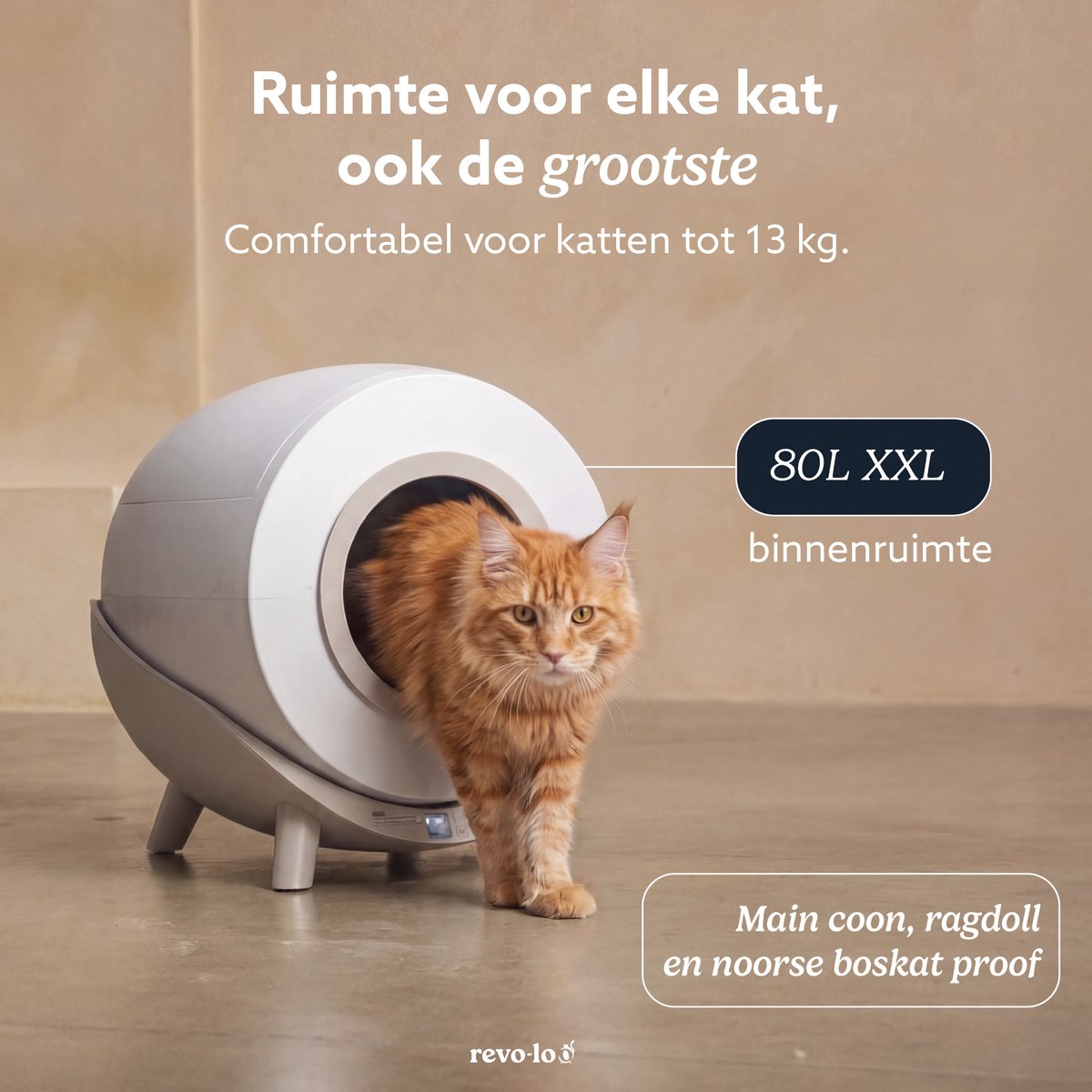Miniatuur van productfoto 6 van Revo-loo One - Automatische Zelfreinigende Kattenbak XXL - Kattentoilet - 80L - RFID Kattenherkenning - incl. Uitloopmat