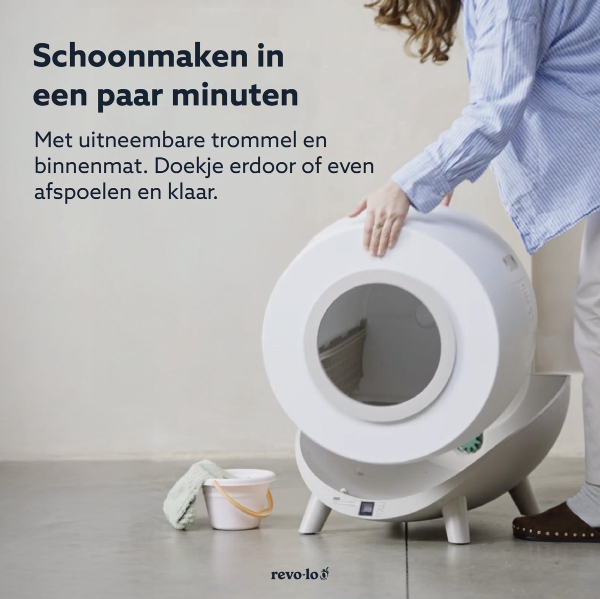 Miniatuur van productfoto 12 van Revo-loo One - Automatische Zelfreinigende Kattenbak XXL - Kattentoilet - 80 L - RFID Kattenherkenning - incl. Kattenbakmat & 4x Zakken