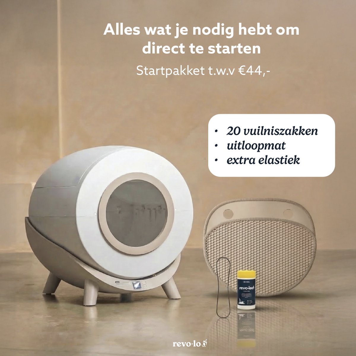 Miniatuur van productfoto 8 van Revo-loo One - Automatische Zelfreinigende Kattenbak XXL - Kattentoilet - 80 L - RFID Kattenherkenning - incl. Kattenbakmat & 4x Zakken