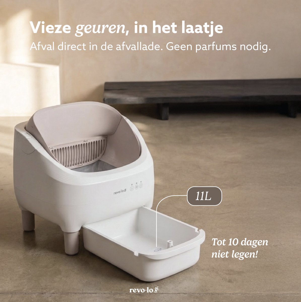 Miniatuur van productfoto 10 van Revo-loo Open - Automatische Zelfreinigende Kattenbak - Open Instapdesign - Kattentoilet - incl. Uitloopmat & Afvalzakken