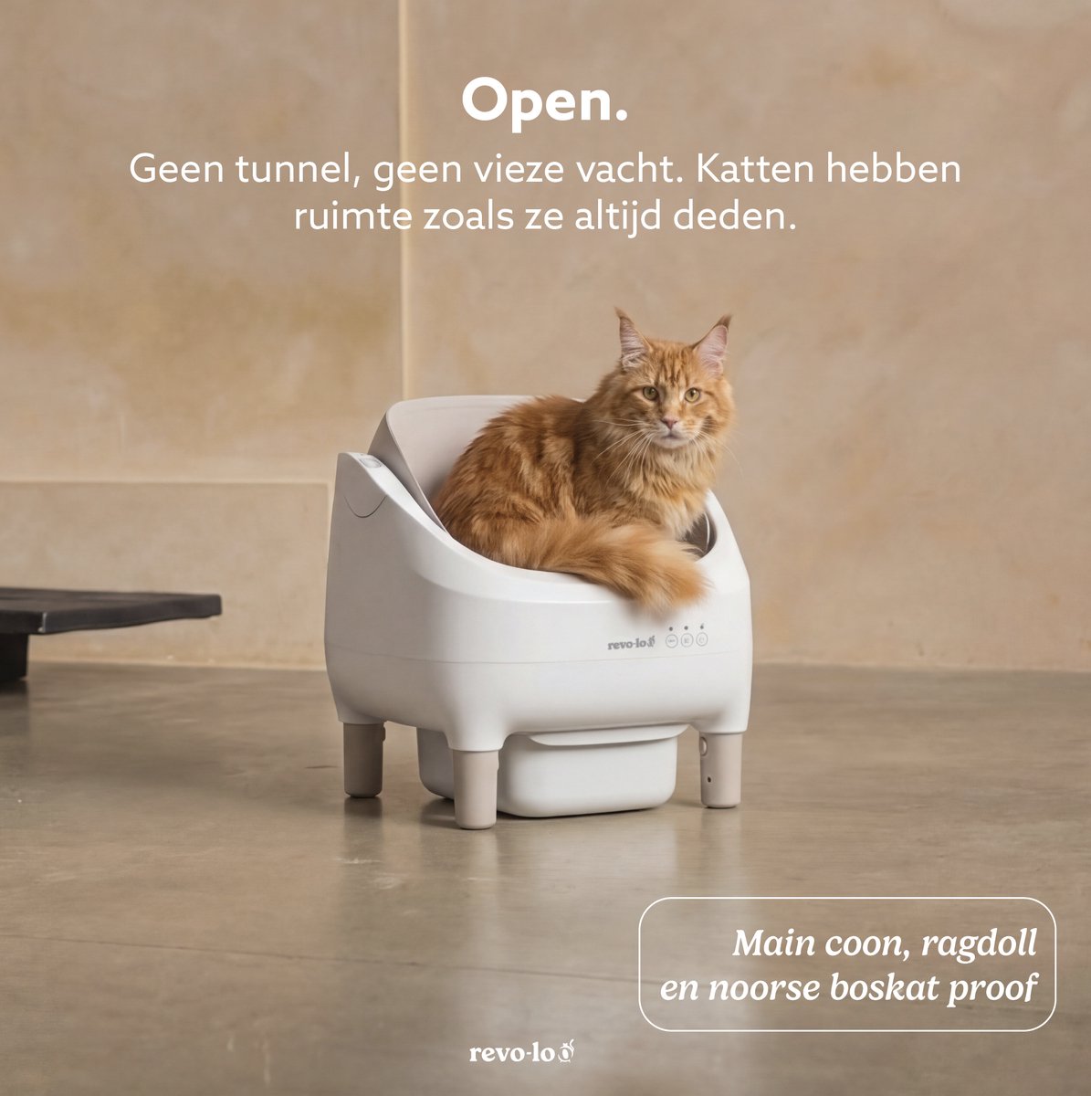 Miniatuur van productfoto 9 van Revo-loo Open - Automatische Zelfreinigende Kattenbak - Open Instapdesign - Kattentoilet - incl. Uitloopmat & Afvalzakken