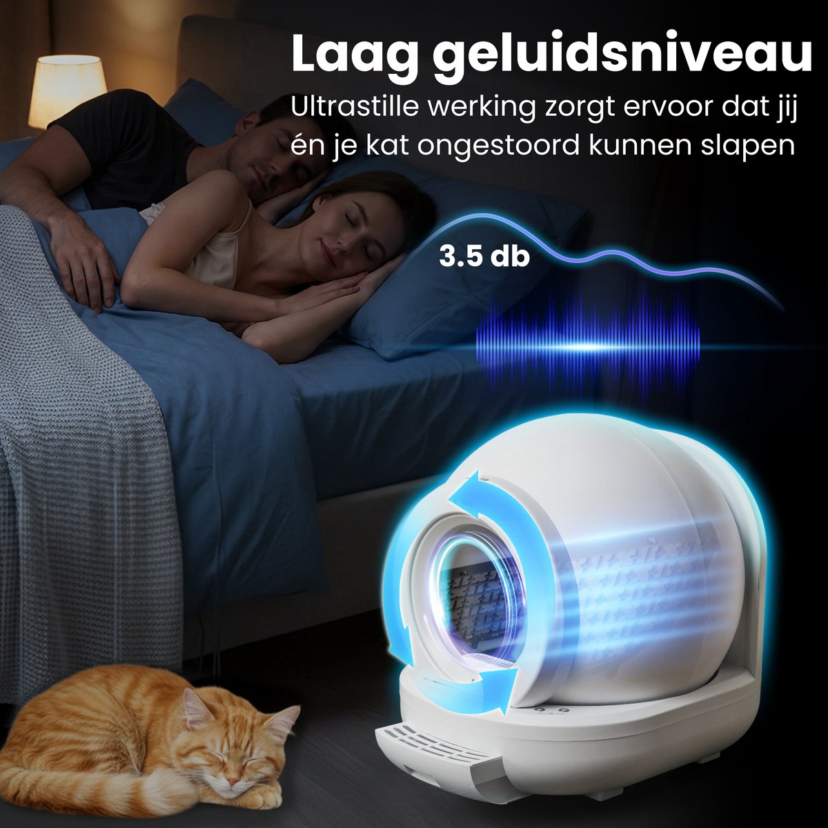 Miniatuur van productfoto 3 van Vosoi Automatische Kattenbak - Zelfreinigende Kattenbak - Bedienen via App - Inc. matje met 5 rollen opvangzakjes en 2 geurfilters - 65L
