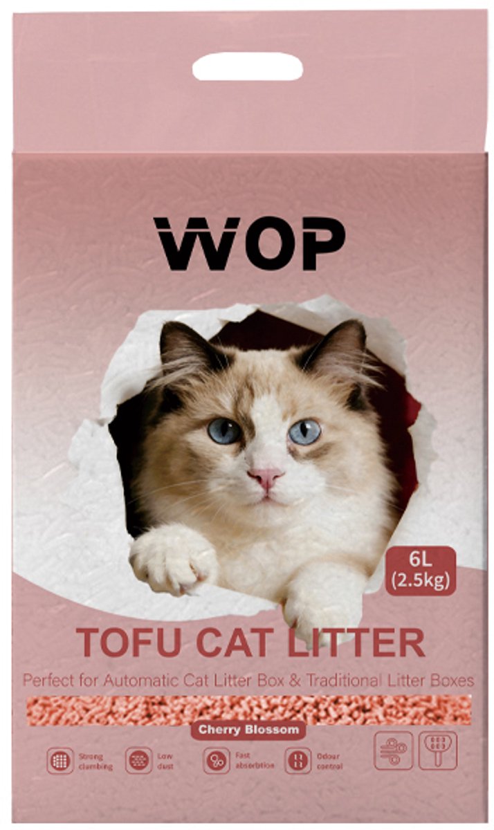 Miniatuur van productfoto 2 van TOFU kattenbakvulling - Kersenbloesem / Blossom - WOP - Kattoilet - 6L - 2.5KG