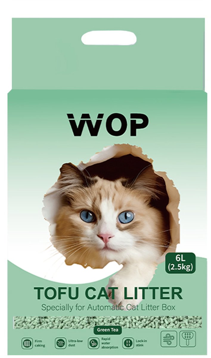Miniatuur van productfoto 2 van TOFU kattenbakvulling - Green Tea - WOP - Kattoilet - 6L - 2.5KG