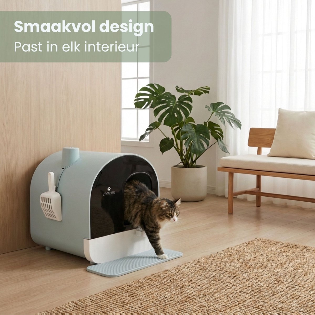 Miniatuur van productfoto 4 van Kattenbak - Uitneembare lade - Incl geurneutralisator - Incl. kattenbakmat & kattenbakschep - Voor grote & kleine katten - Groen