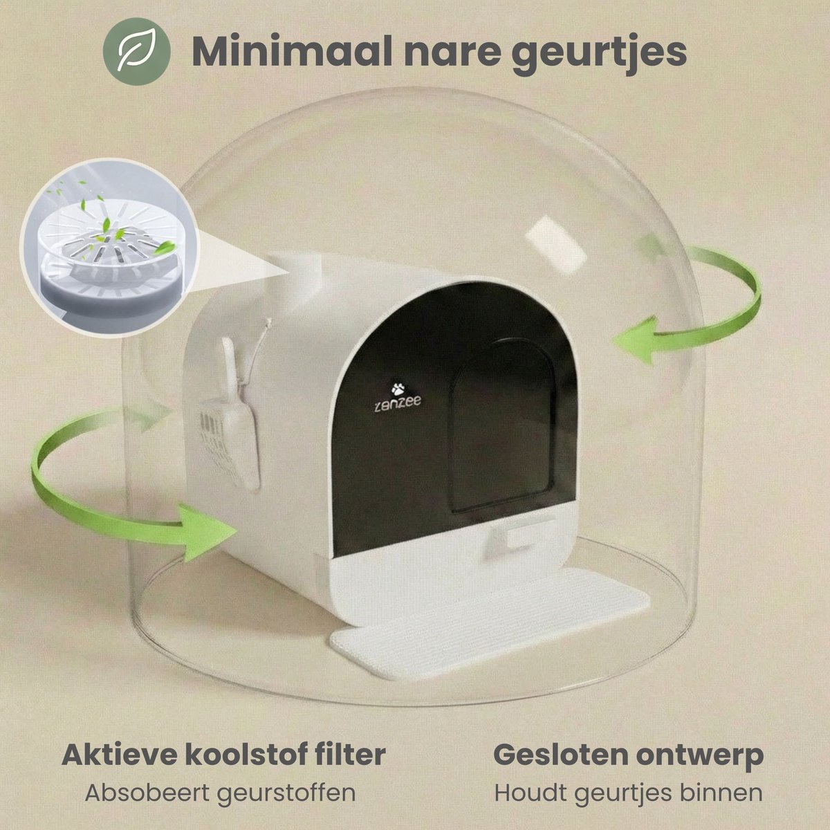 Miniatuur van productfoto 2 van Kattenbak - Uitneembare lade - Incl geurneutralisator - Incl. kattenbakmat & kattenbakschep - Voor grote & kleine katten - Wit