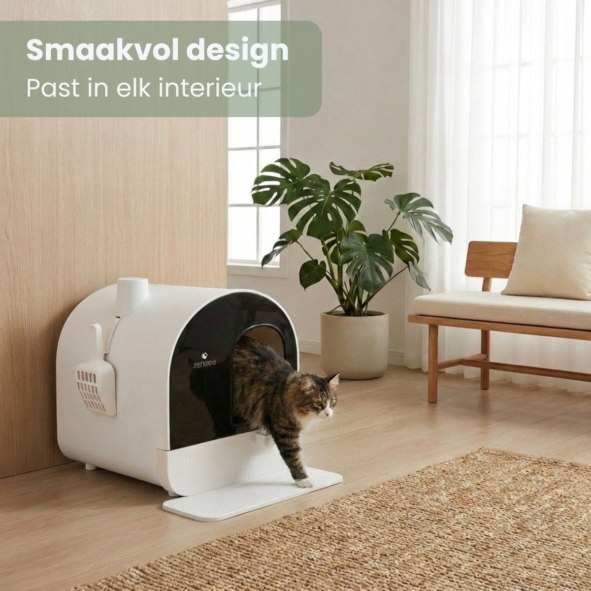 Miniatuur van productfoto 4 van Kattenbak - Uitneembare lade - Incl geurneutralisator - Incl. kattenbakmat & kattenbakschep - Voor grote & kleine katten - Wit